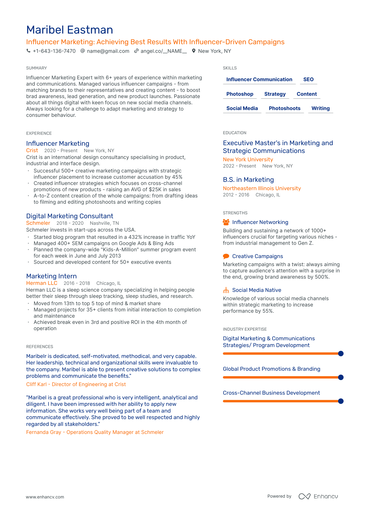 professional summary for resume marketing