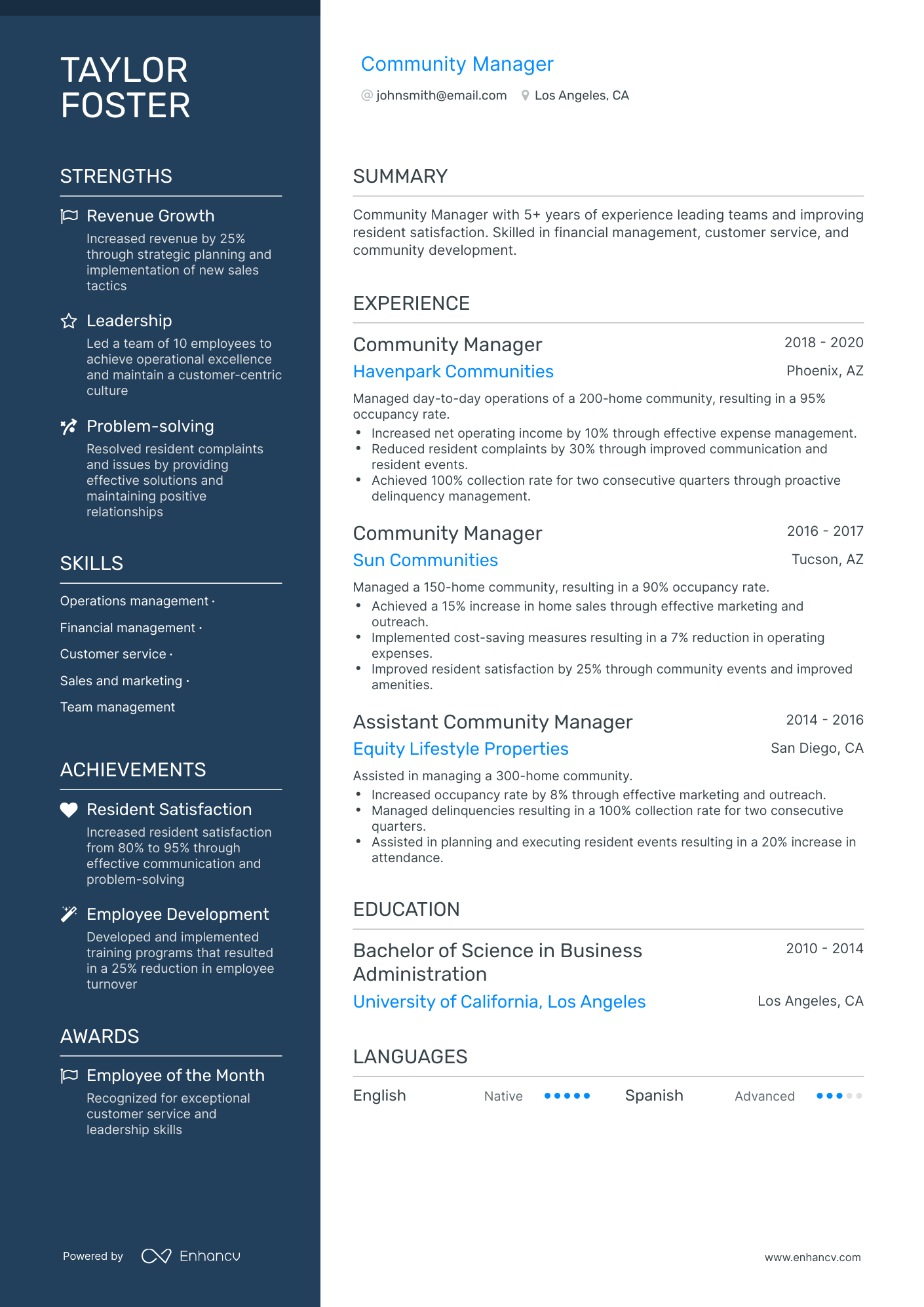 Polished Community Manager Resume Template