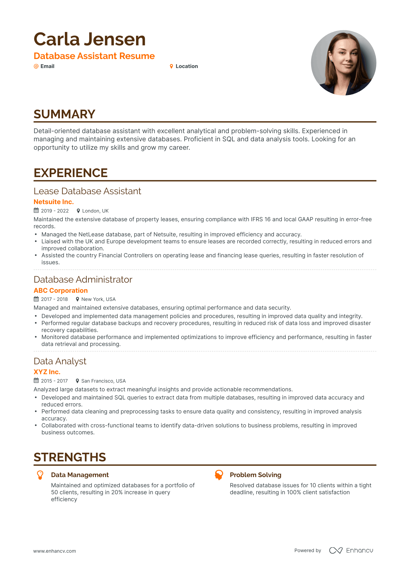 Classic Database Assistant Resume Template