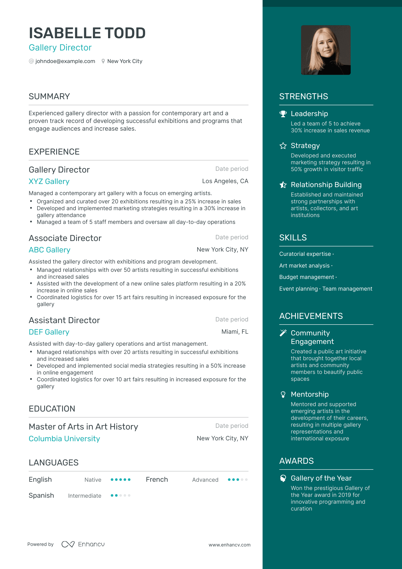 5 Gallery Director Resume Examples & Guide For 2024