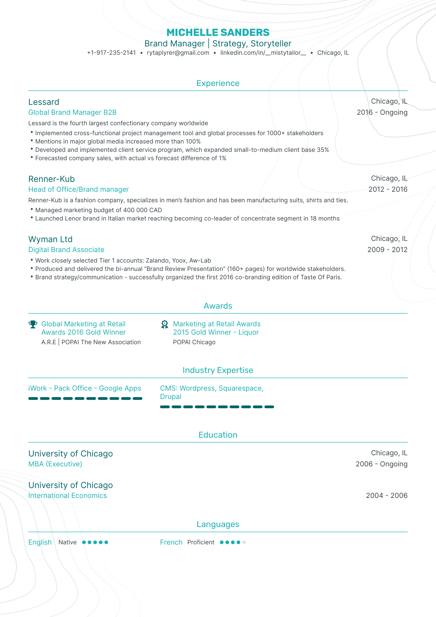 Traditional Brand Manager Resume Template