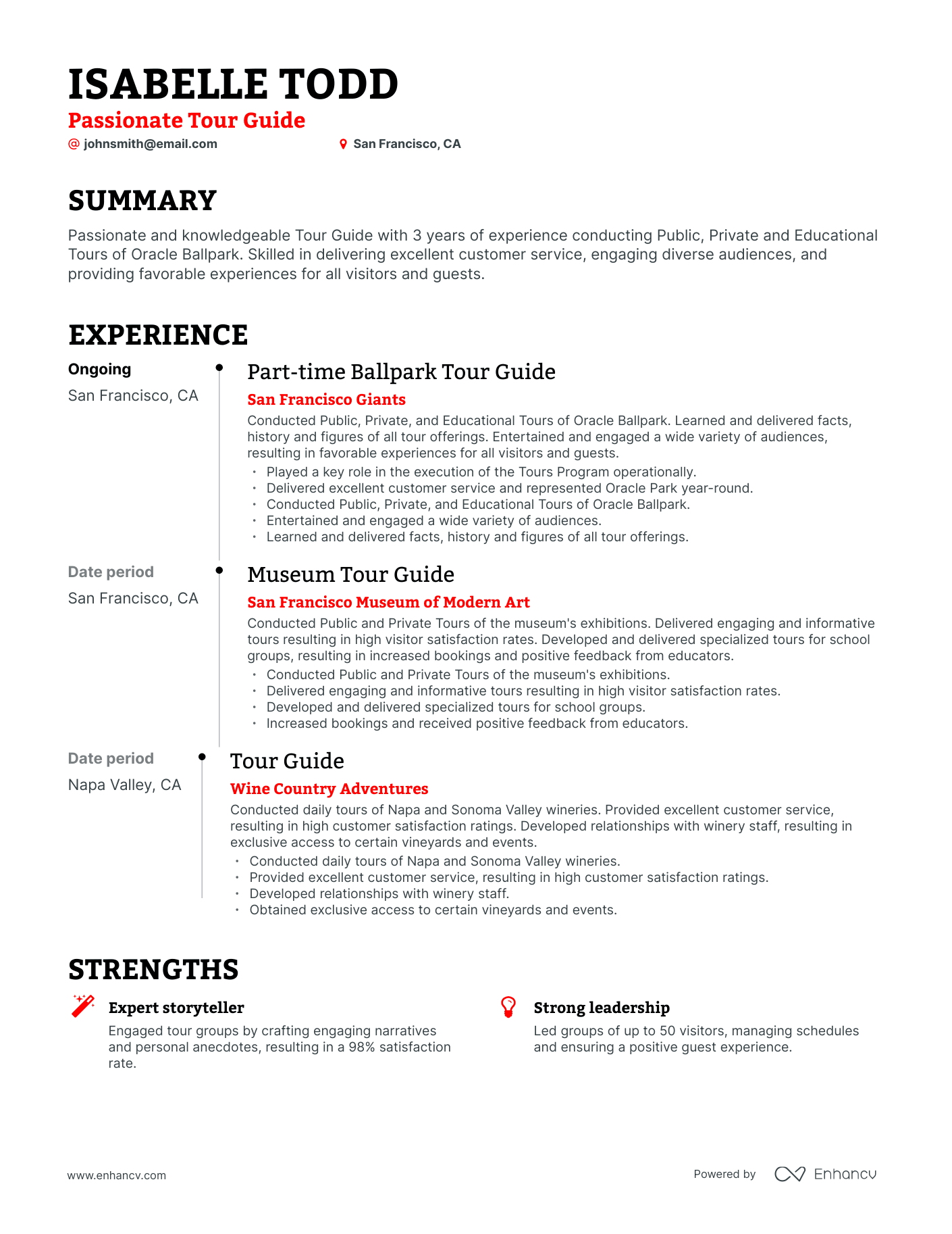 Timeline Tour Guide Resume Template