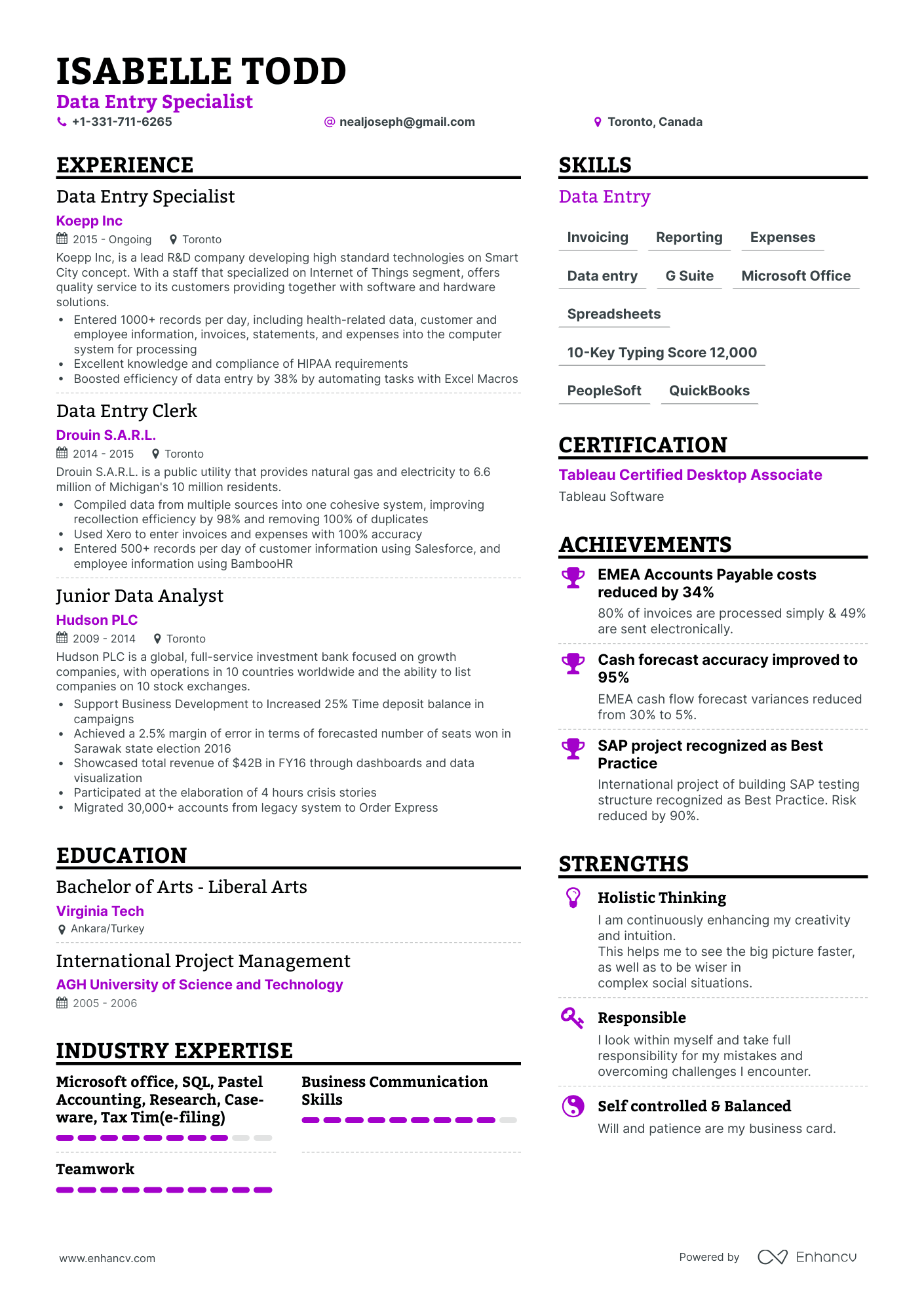 Simple Data Entry Resume Template