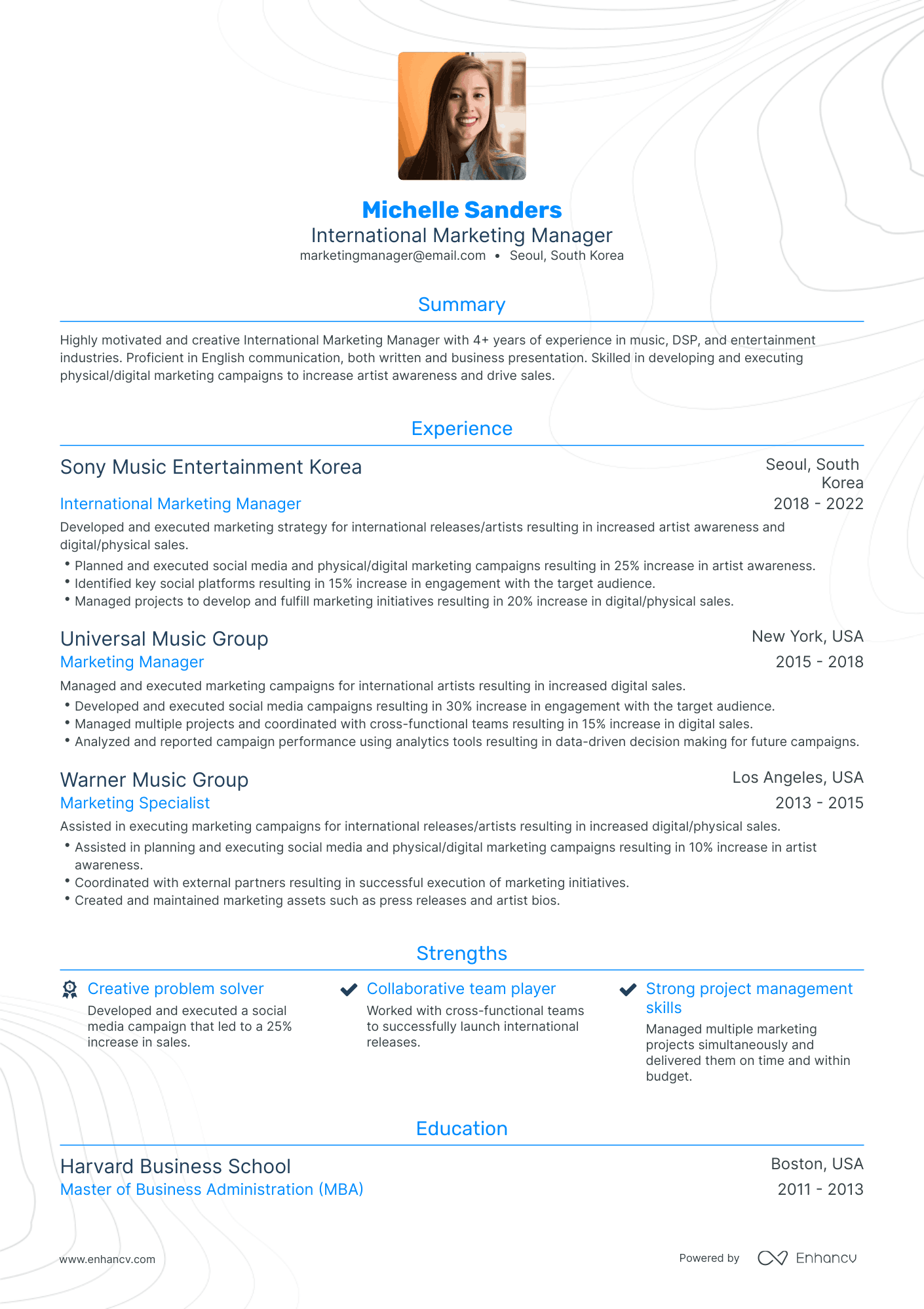 Traditional International Marketing Manager Resume Template
