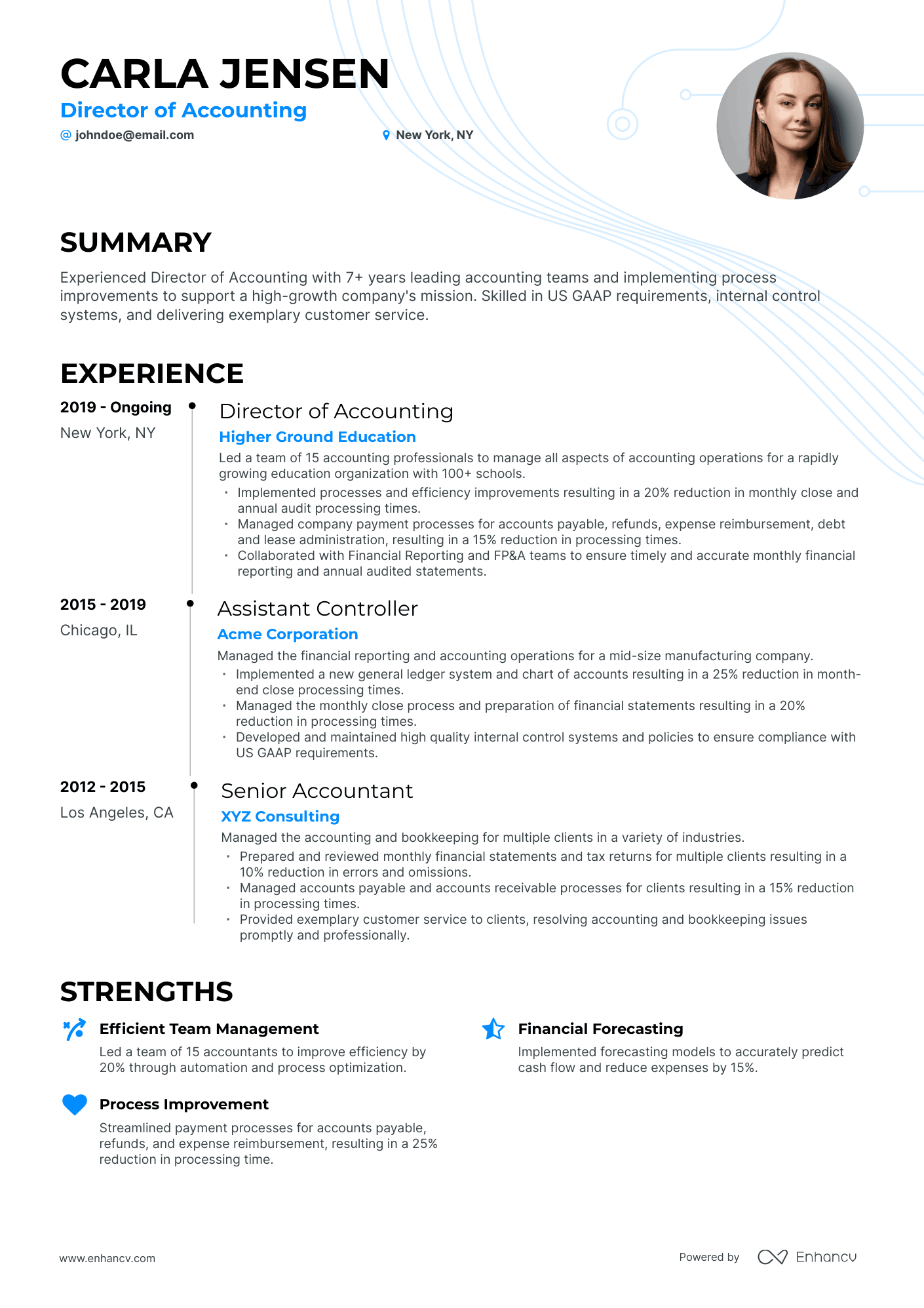 Timeline Director Of Accounting Resume Template