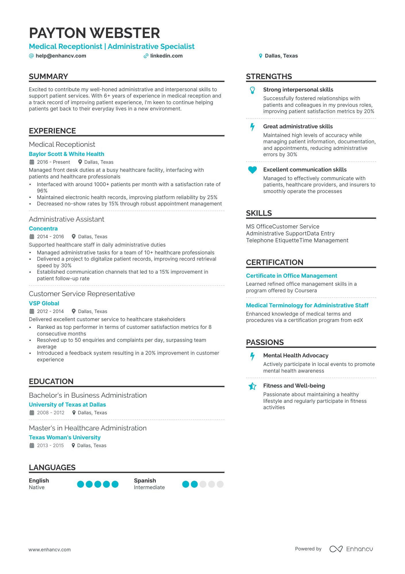 resume examples front desk