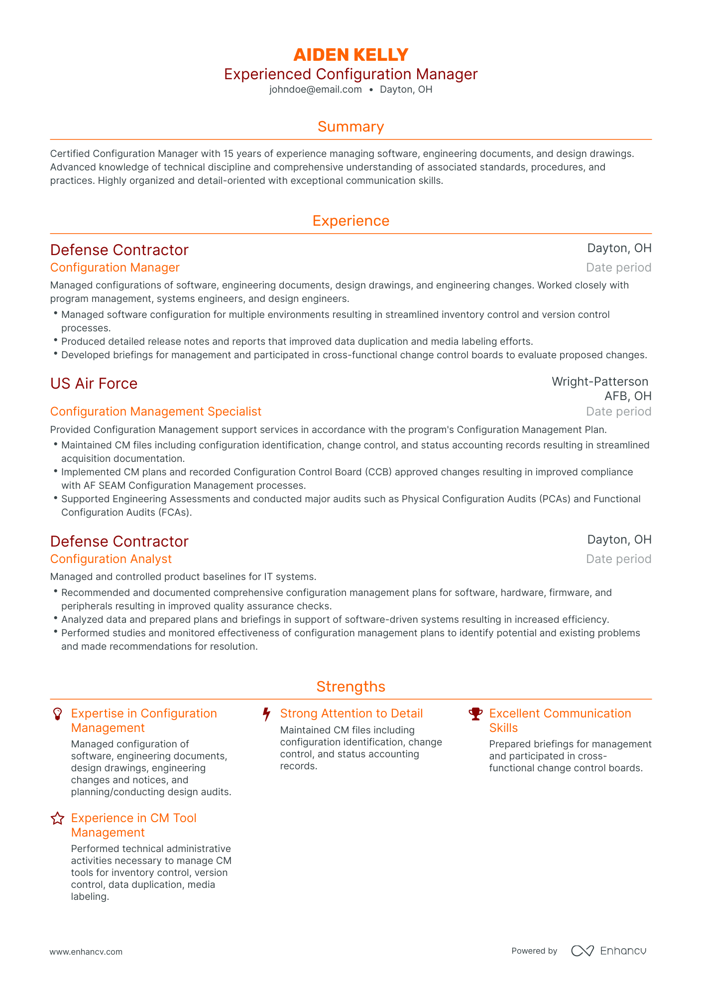 Traditional Configuration Manager Resume Template
