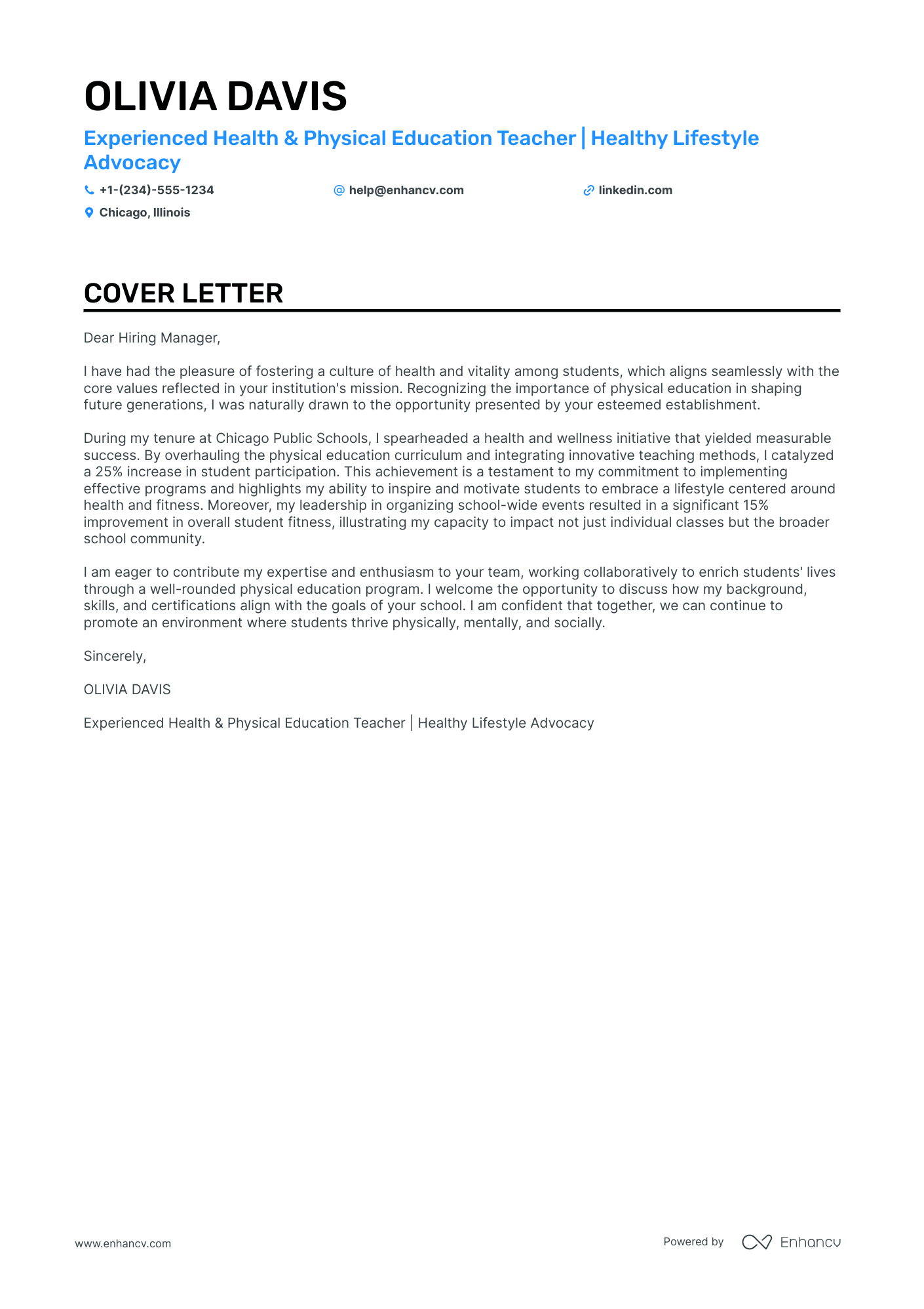 head of pe cover letter