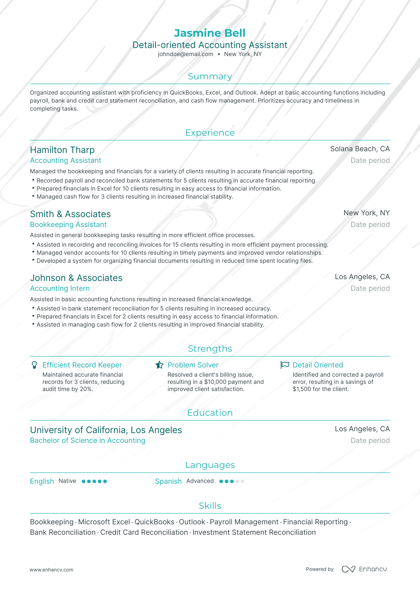 Traditional Accounting Assistant Resume Template