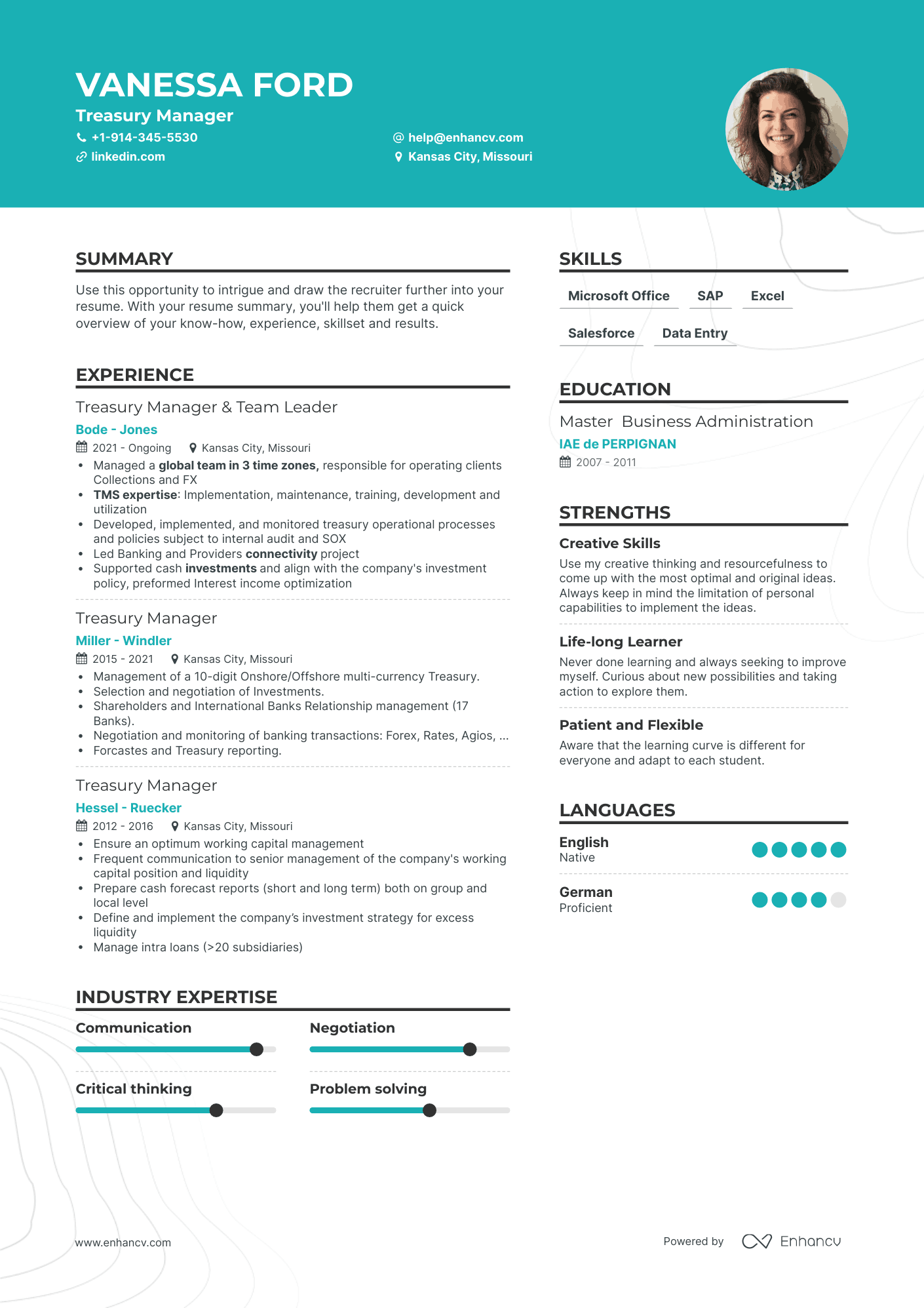 Treasury Manager Resume Examples & Guide for 2023 (Layout, Skills, Keywords  & Job Description)