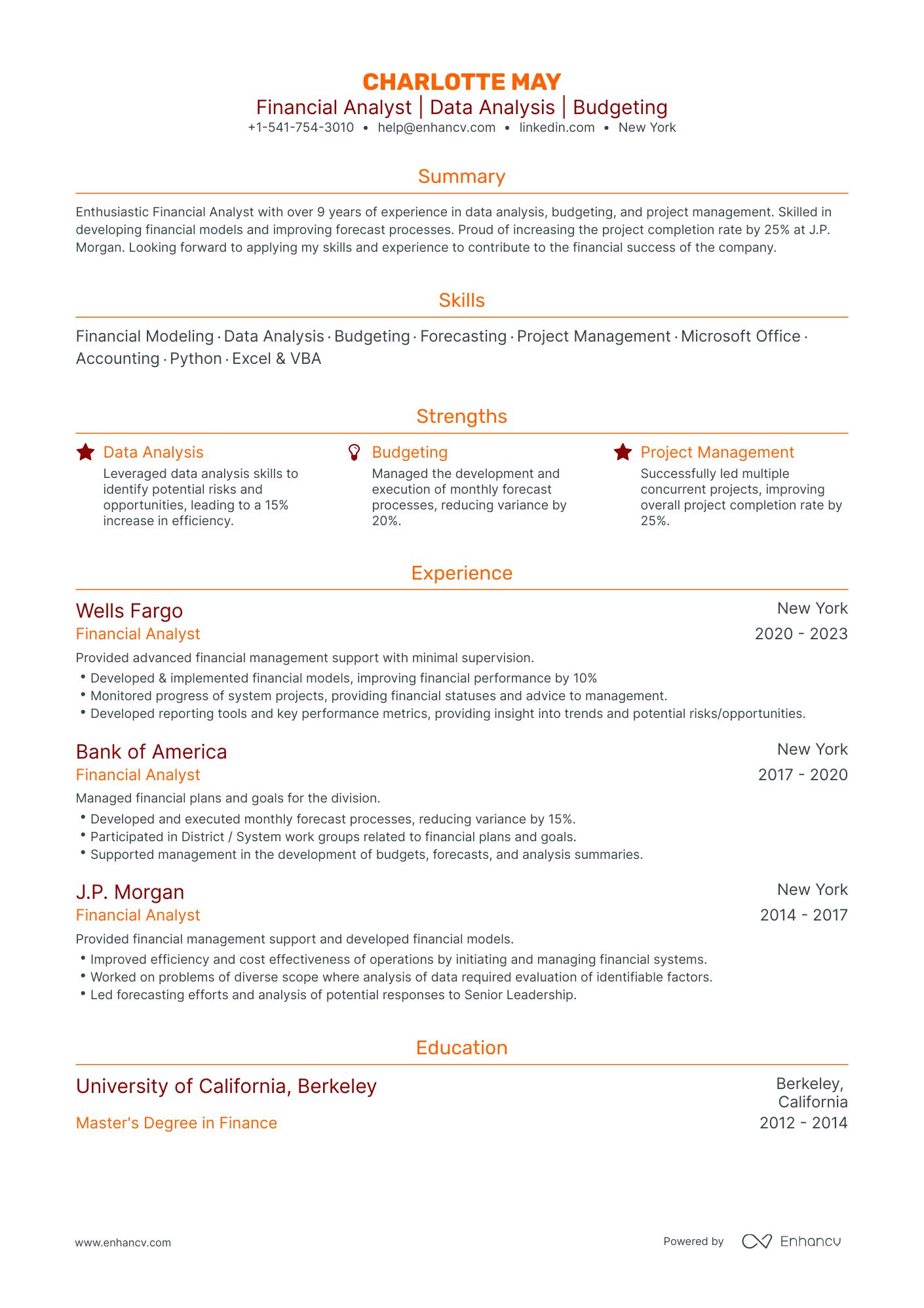 Traditional Financial Analyst Resume Template