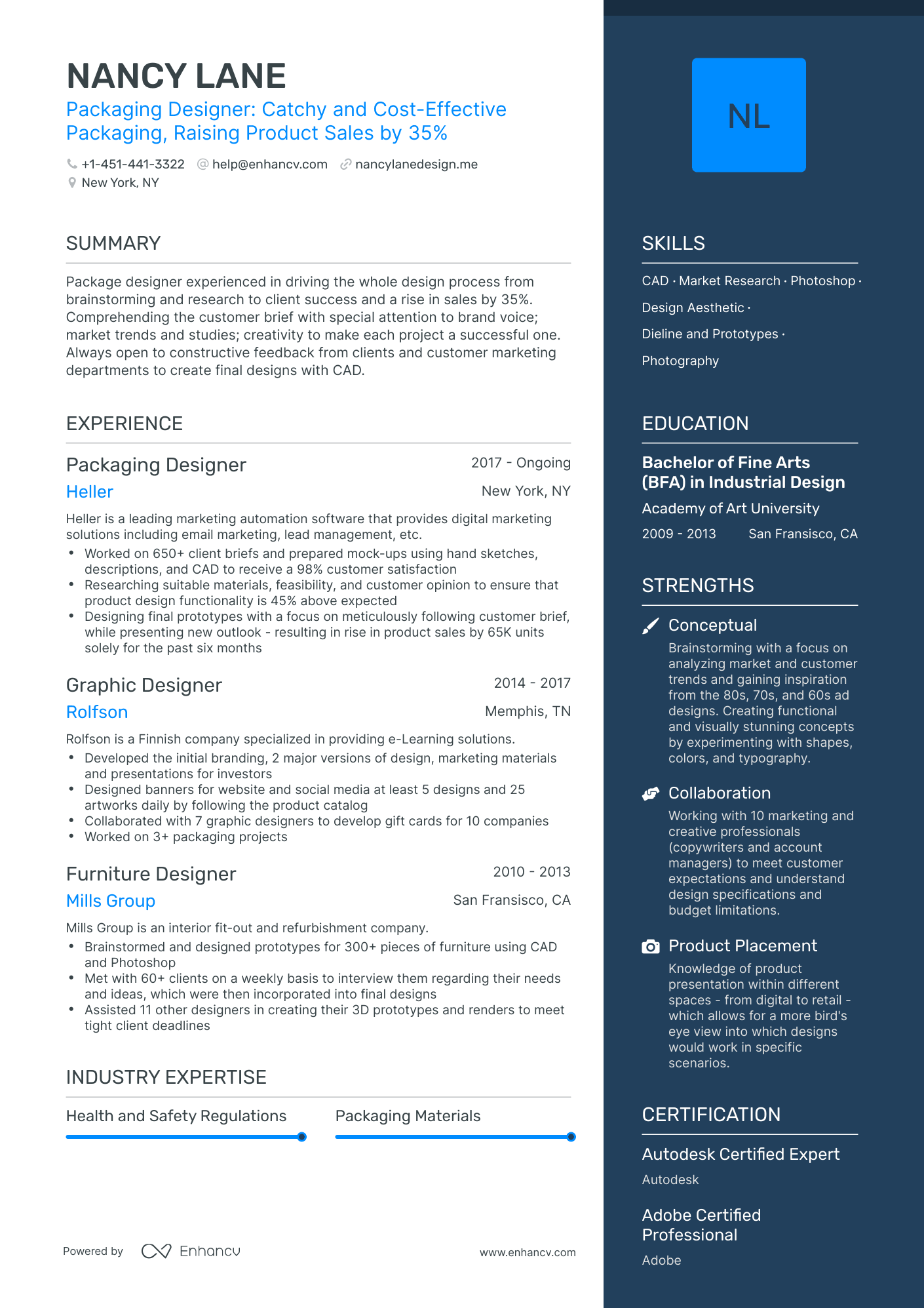 One Page Packaging Designer Resume Template
