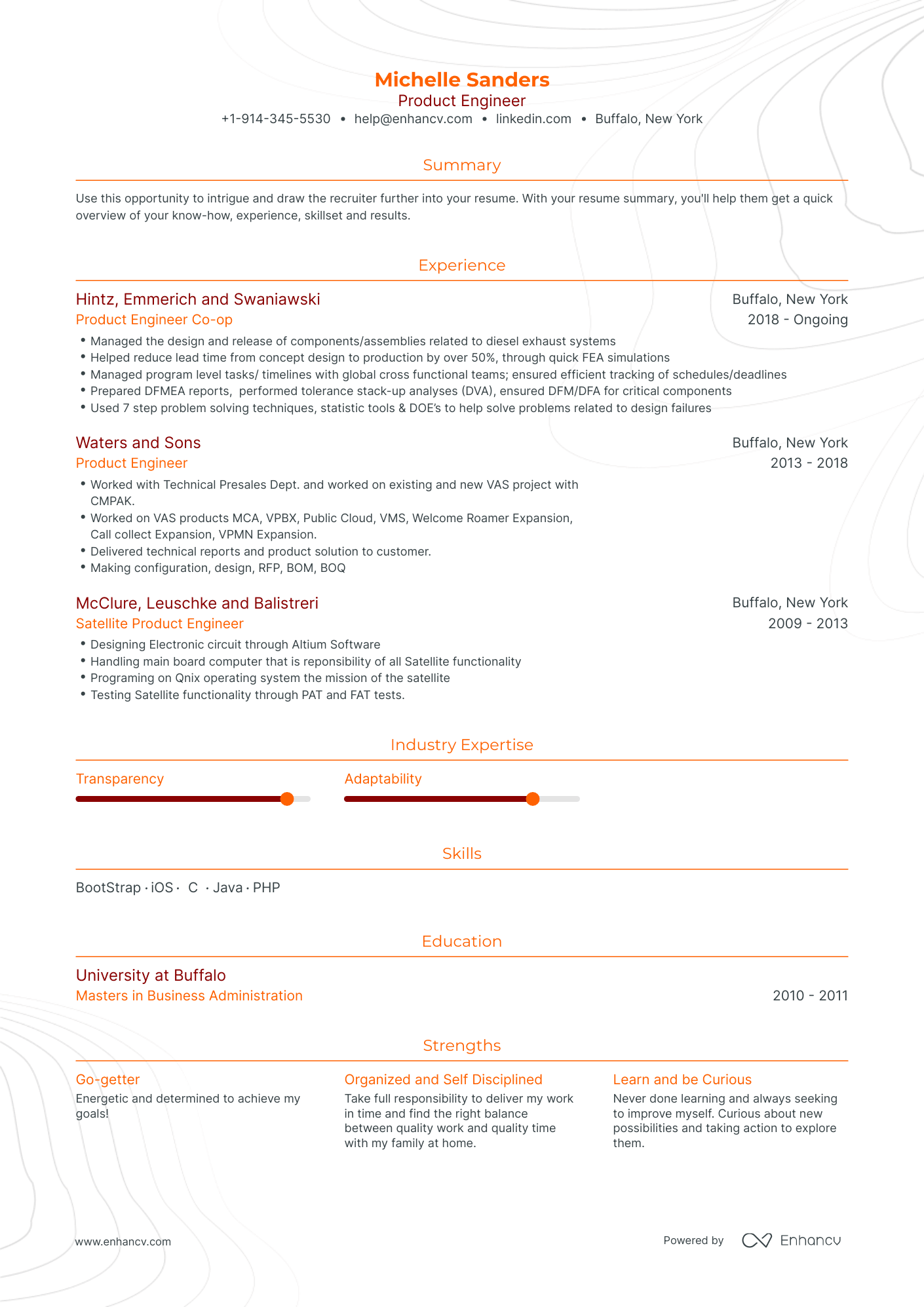 Traditional Product Engineer Resume Template