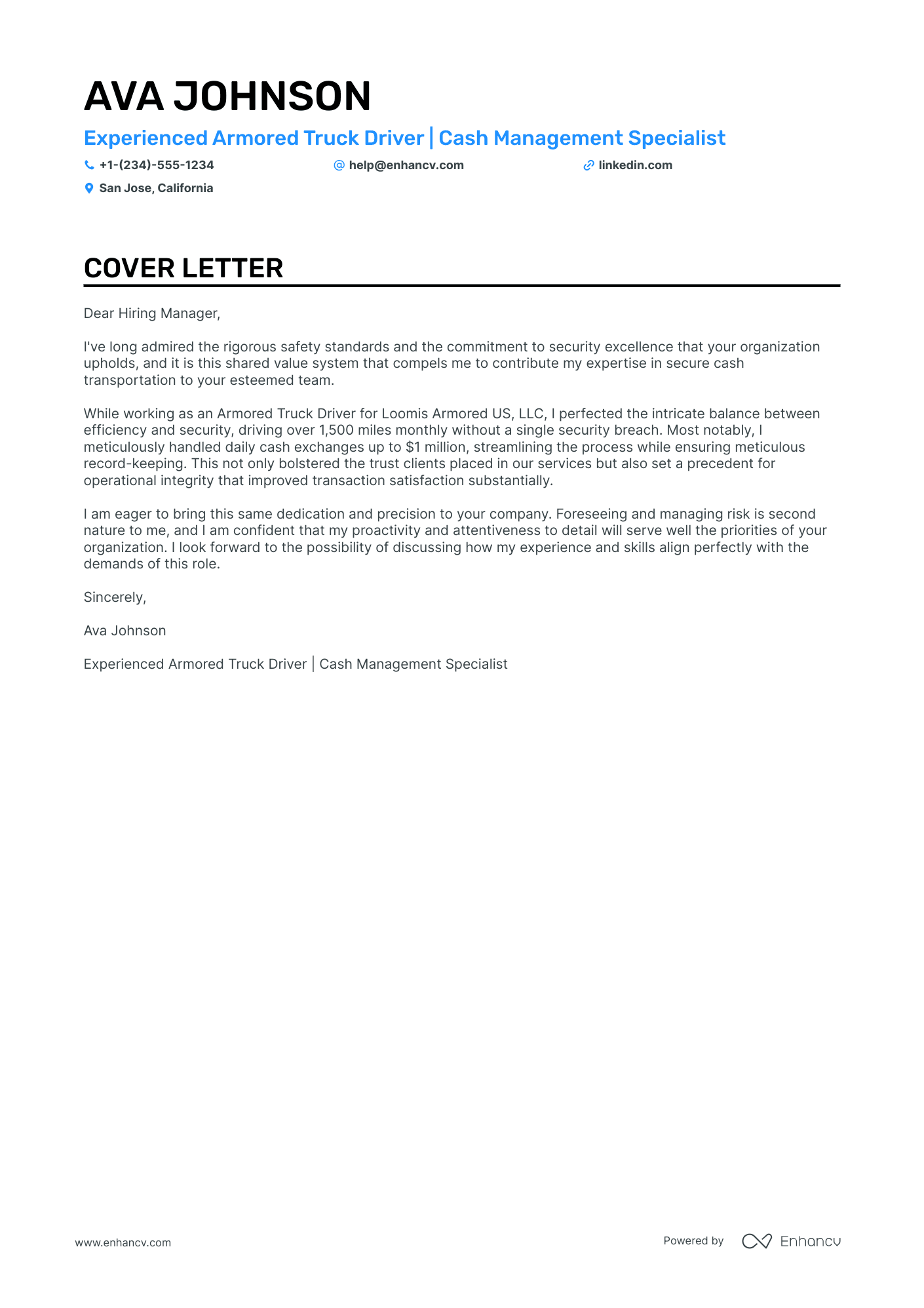 cover letter for driver operator