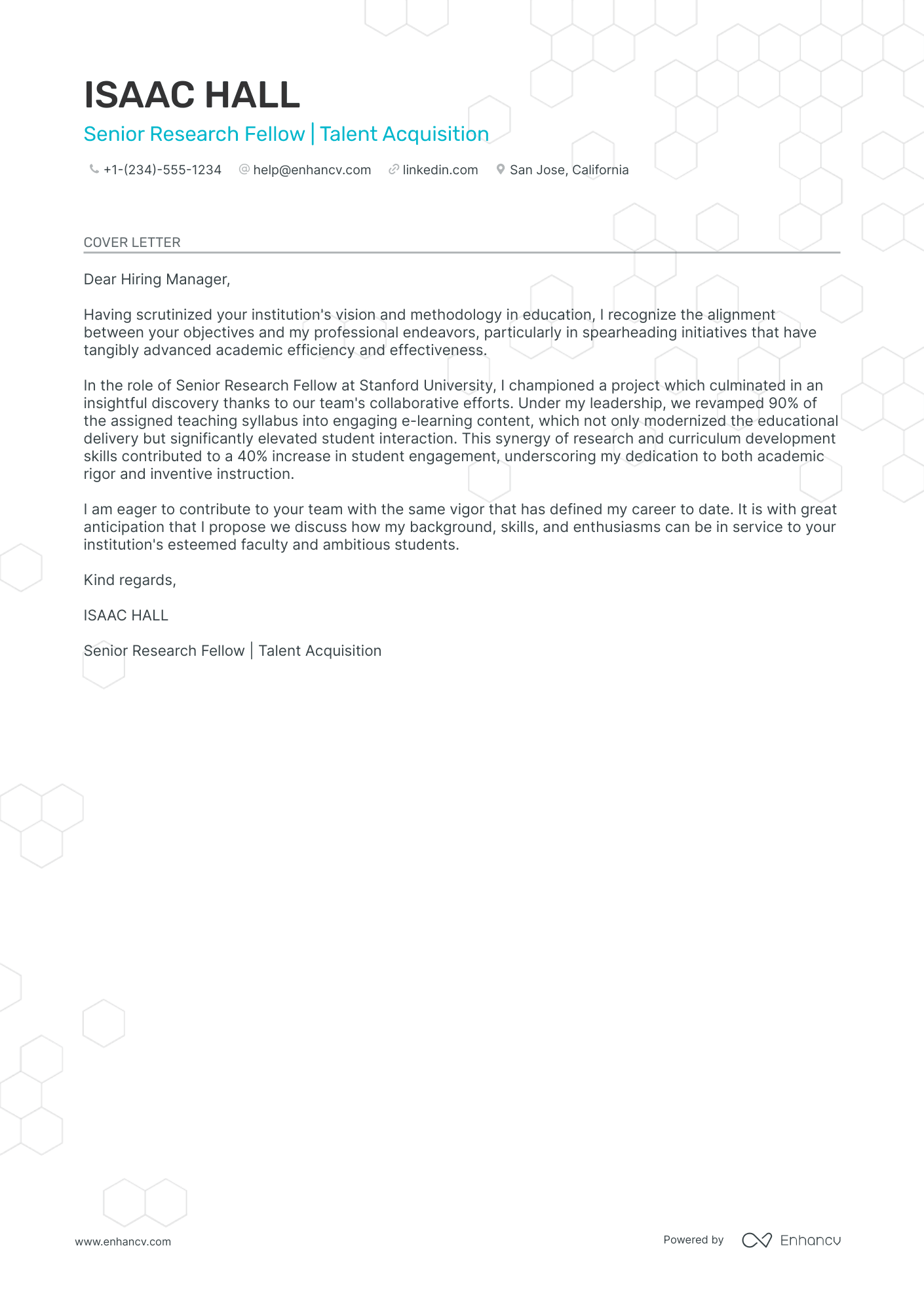 cover letter for college professor with no experience