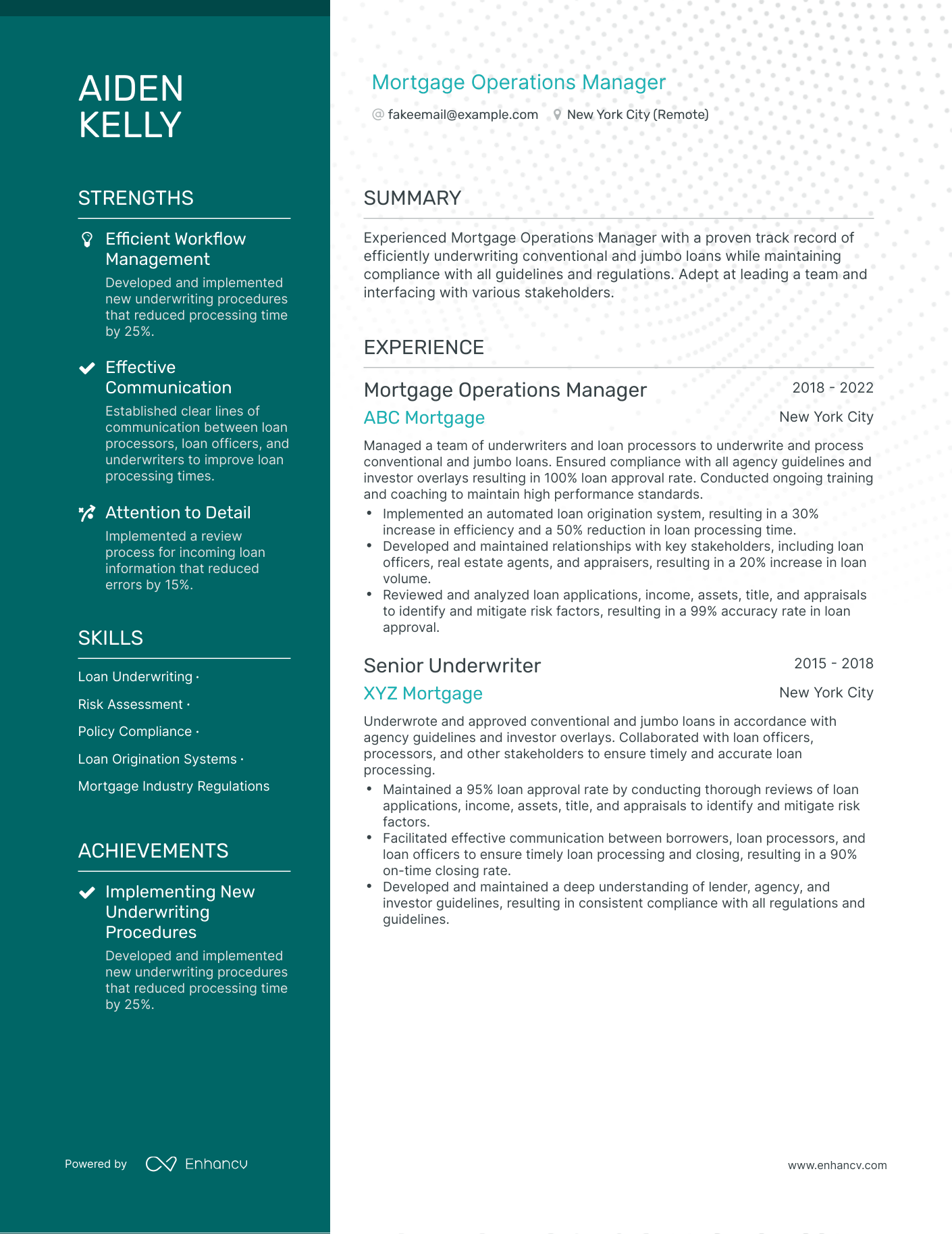 Polished Mortgage Operations Manager Resume Template