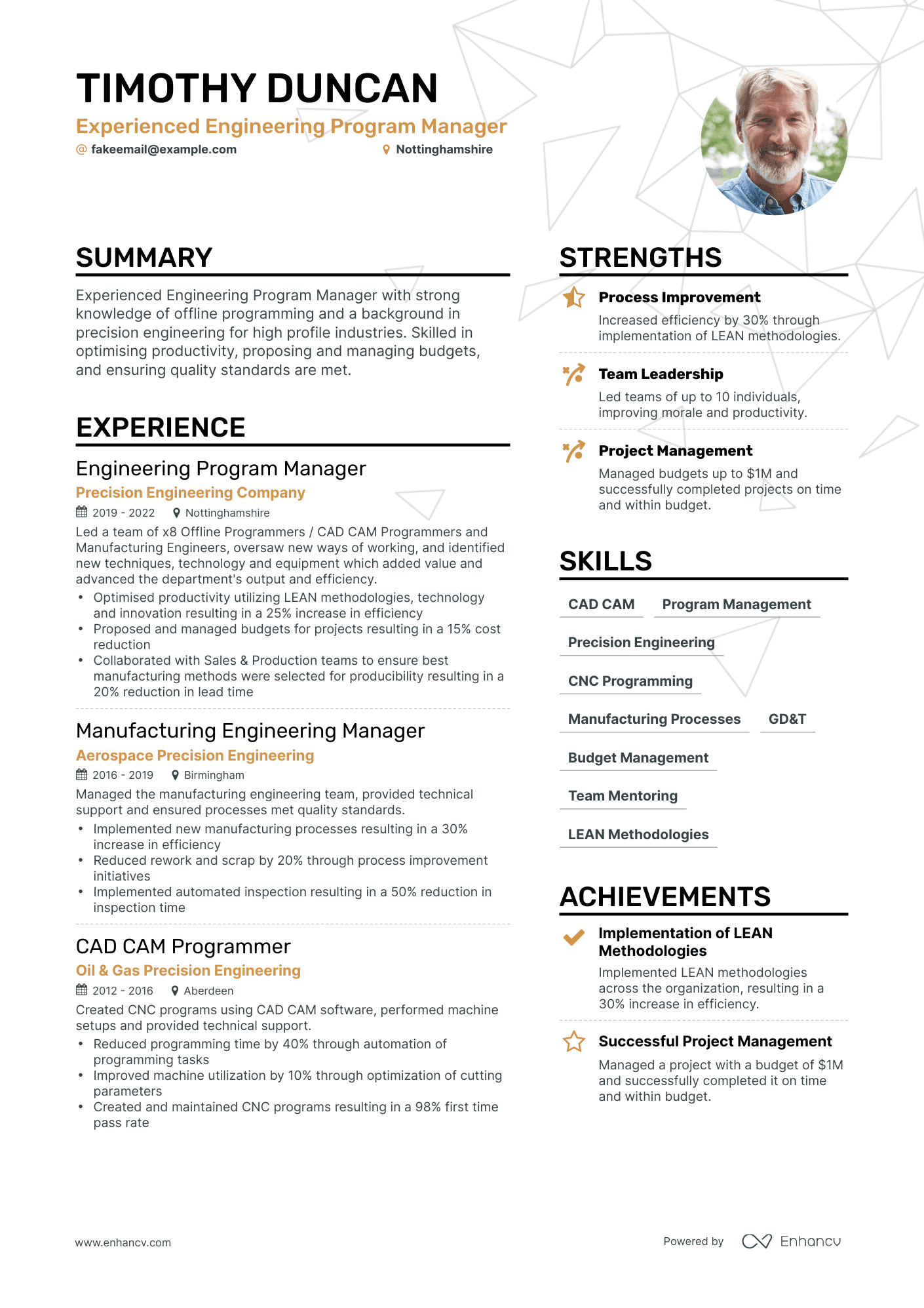 Simple Engineering Program Manager Resume Template