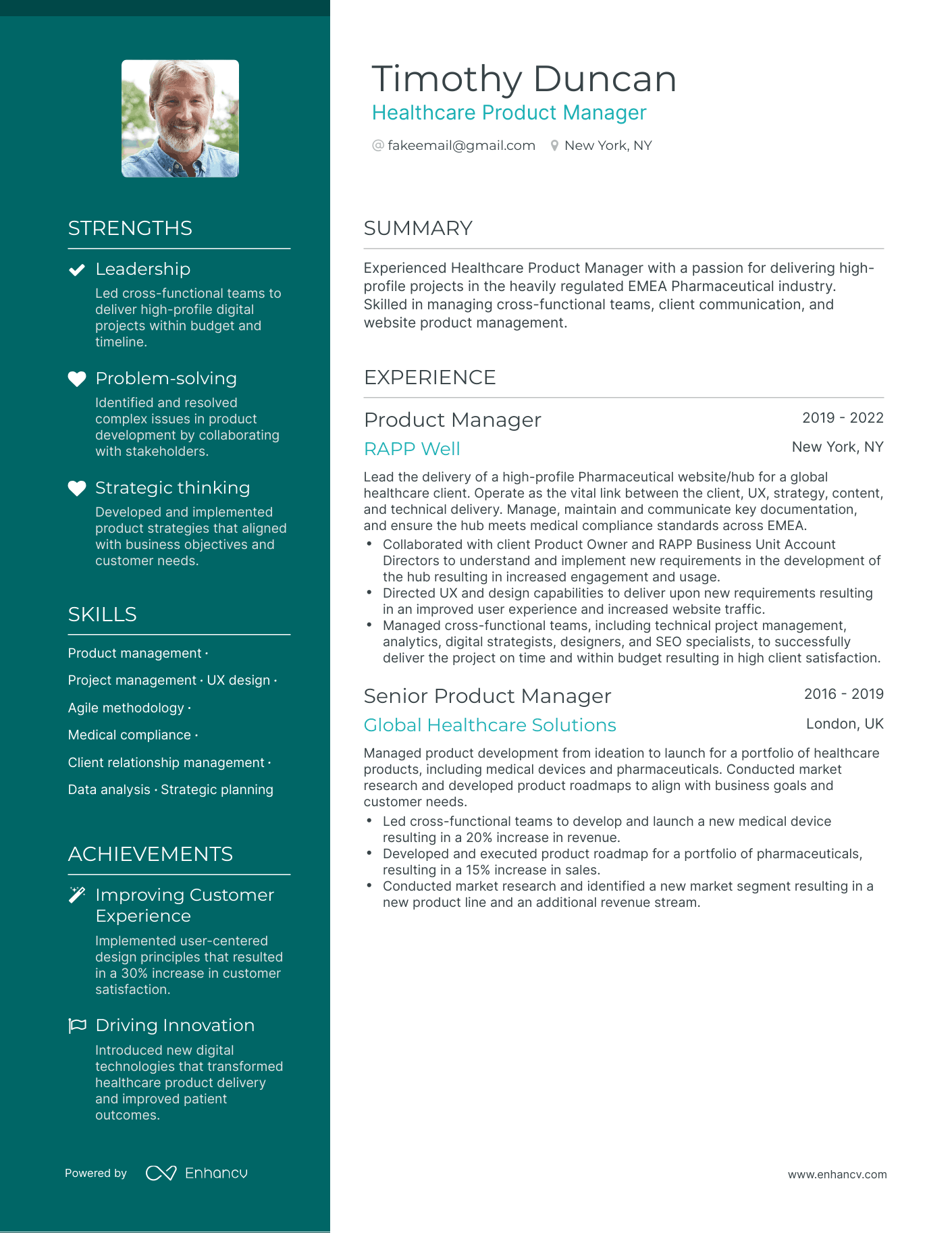 Polished Healthcare Product Manager Resume Template
