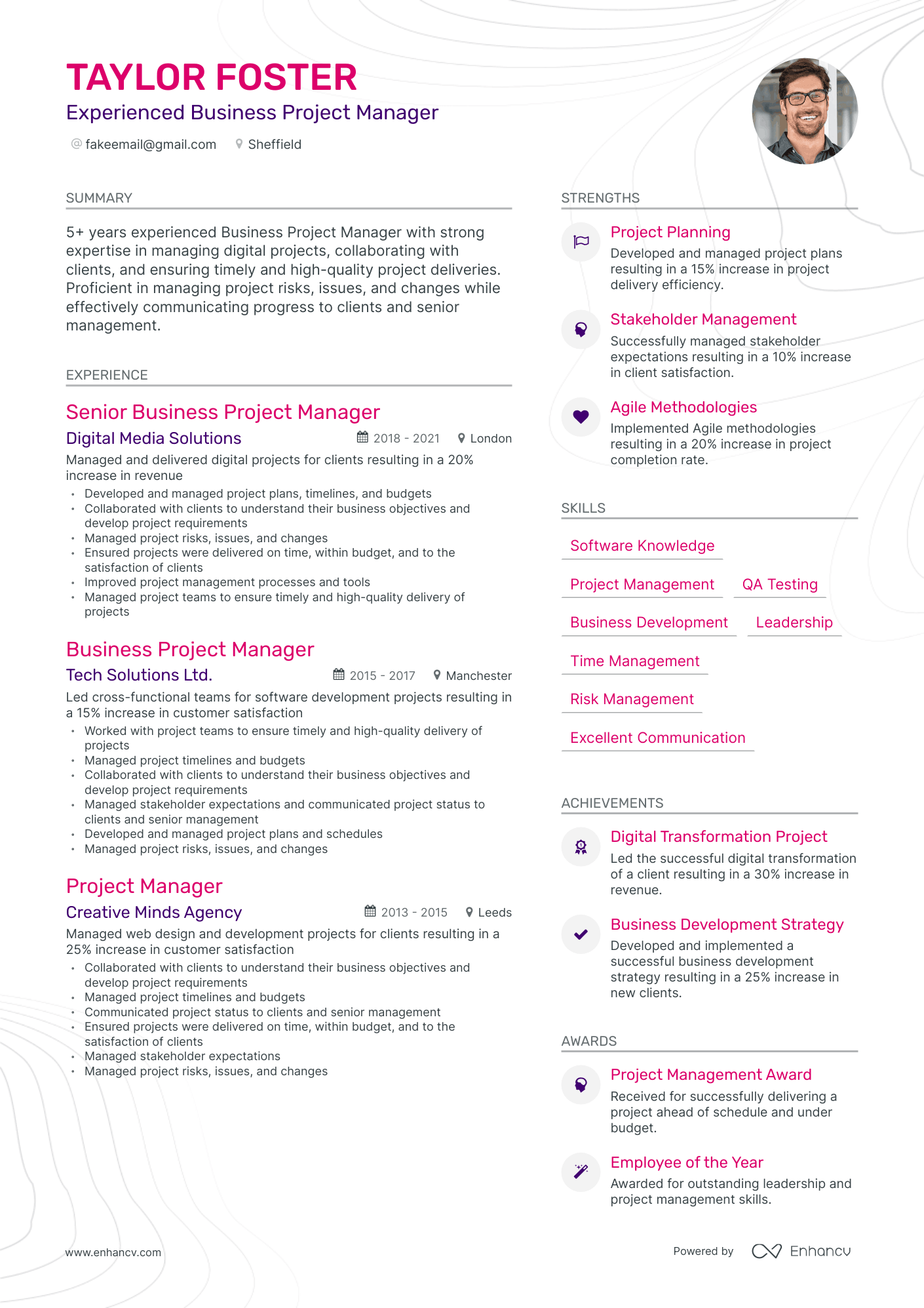 Modern Business Project Manager Resume Template