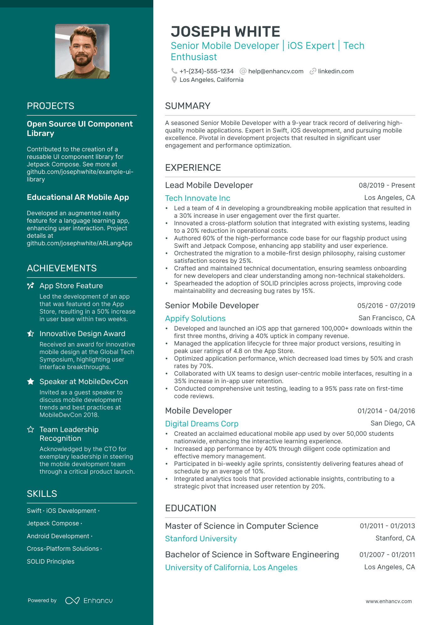 sample resume for ios developer