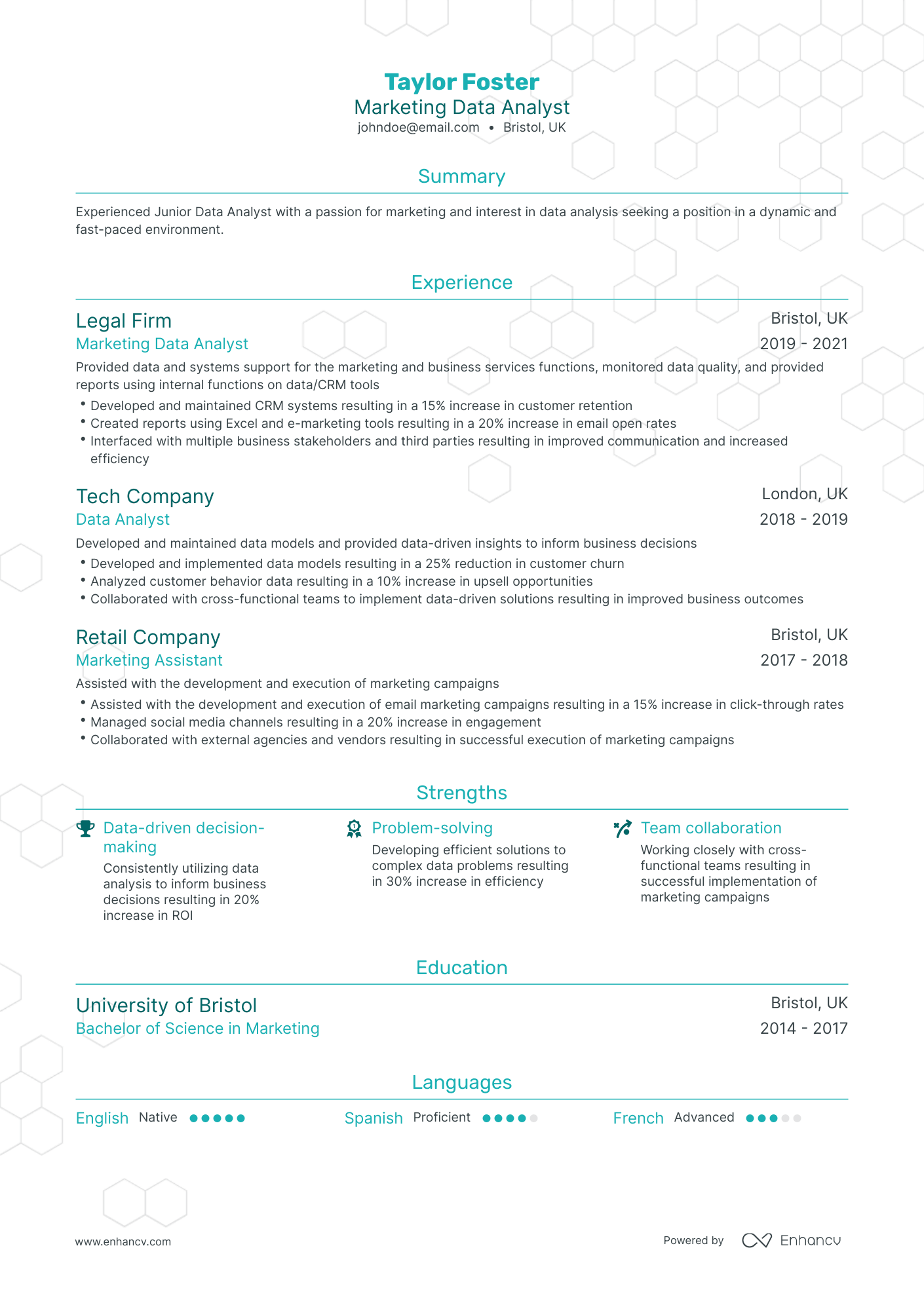 Traditional Marketing Data Analyst Resume Template