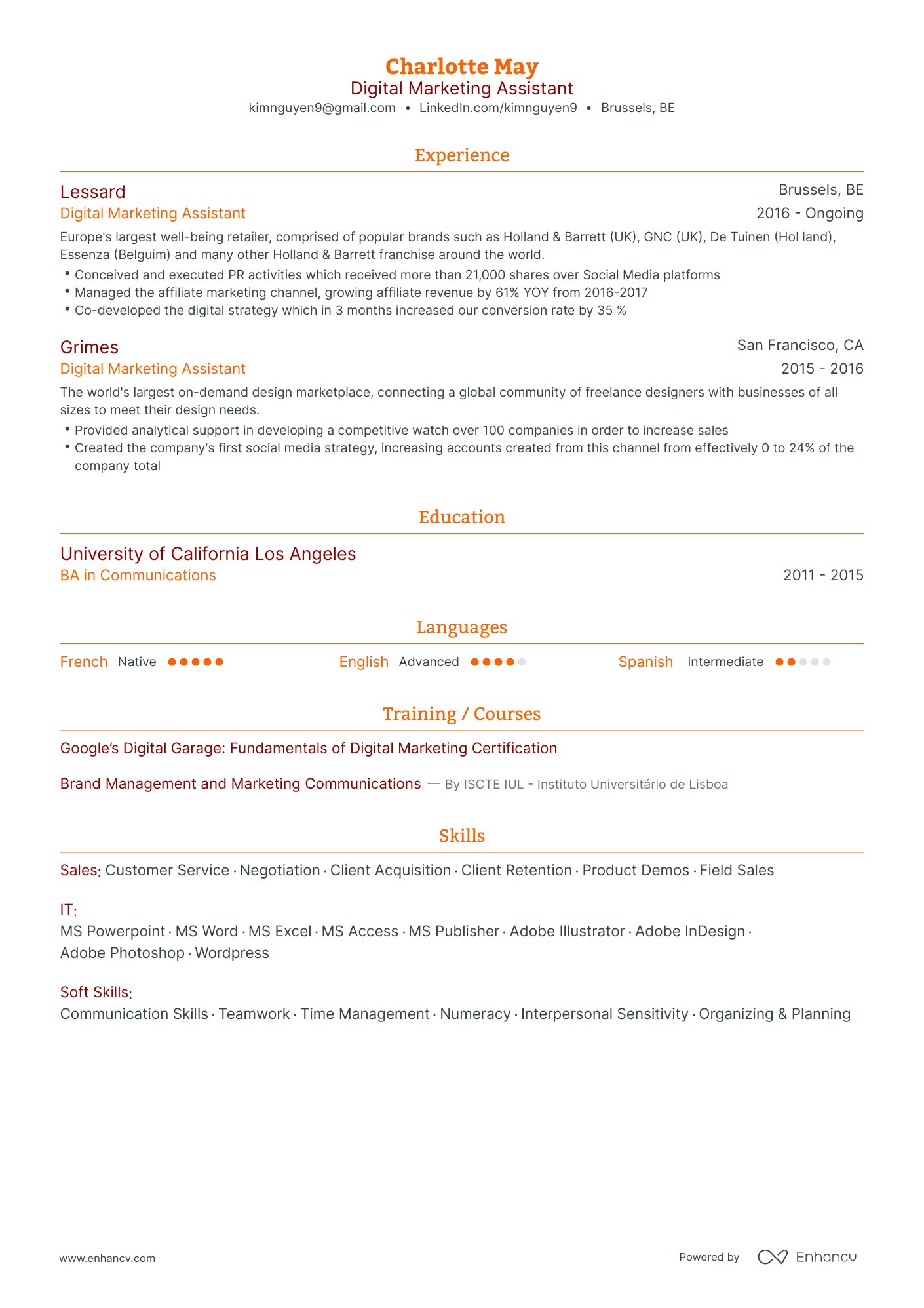 Traditional Marketing Assistant Resume Template