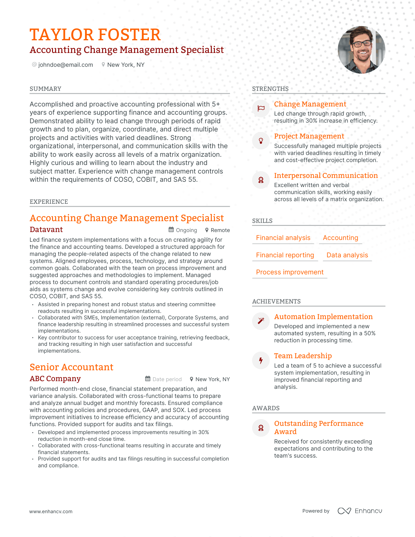 Modern Management Accounting Resume Template