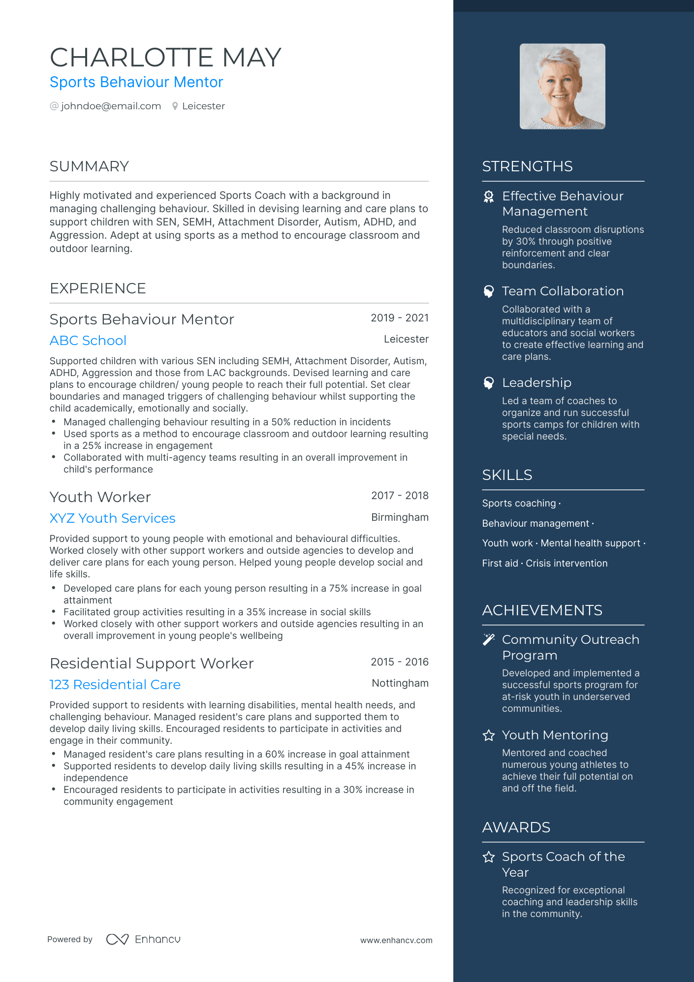 One Page Sports Resume Template