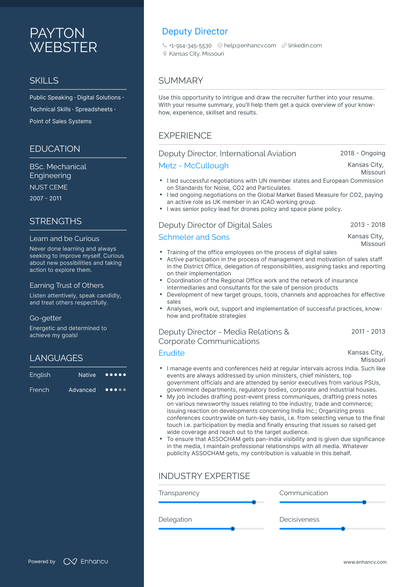 Deputy Director Resume Examples & Guide For 2023 (layout, Skills 