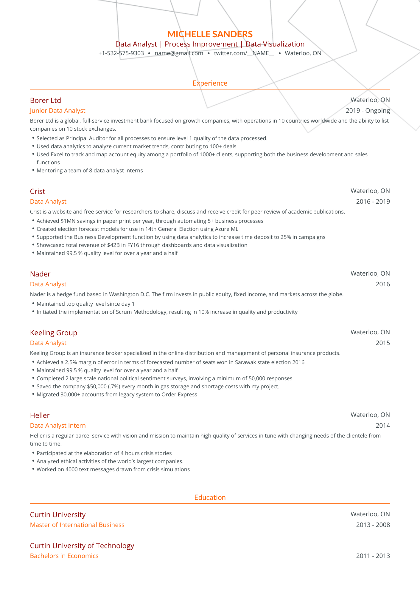 Traditional Security Analyst Resume Template