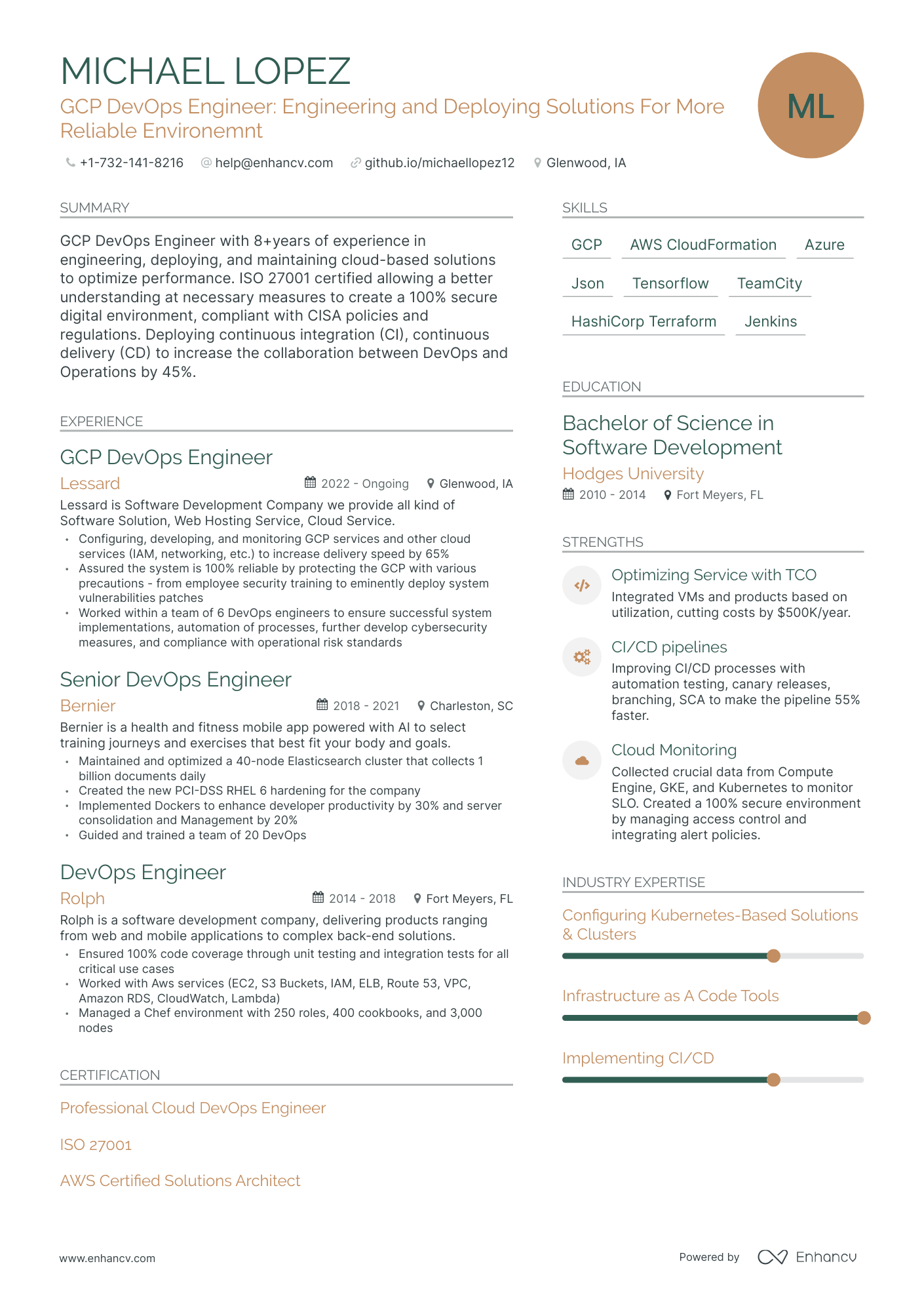 Modern GCP Devops Engineer Resume Template