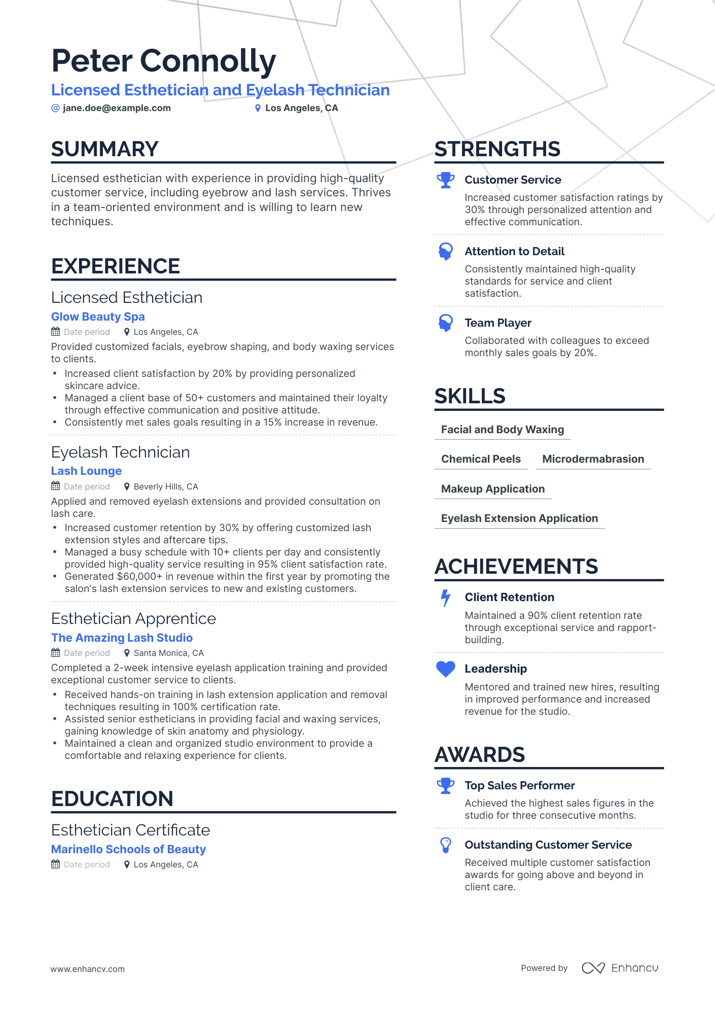 12 Esthetician Resume Examples & Guide for 2024