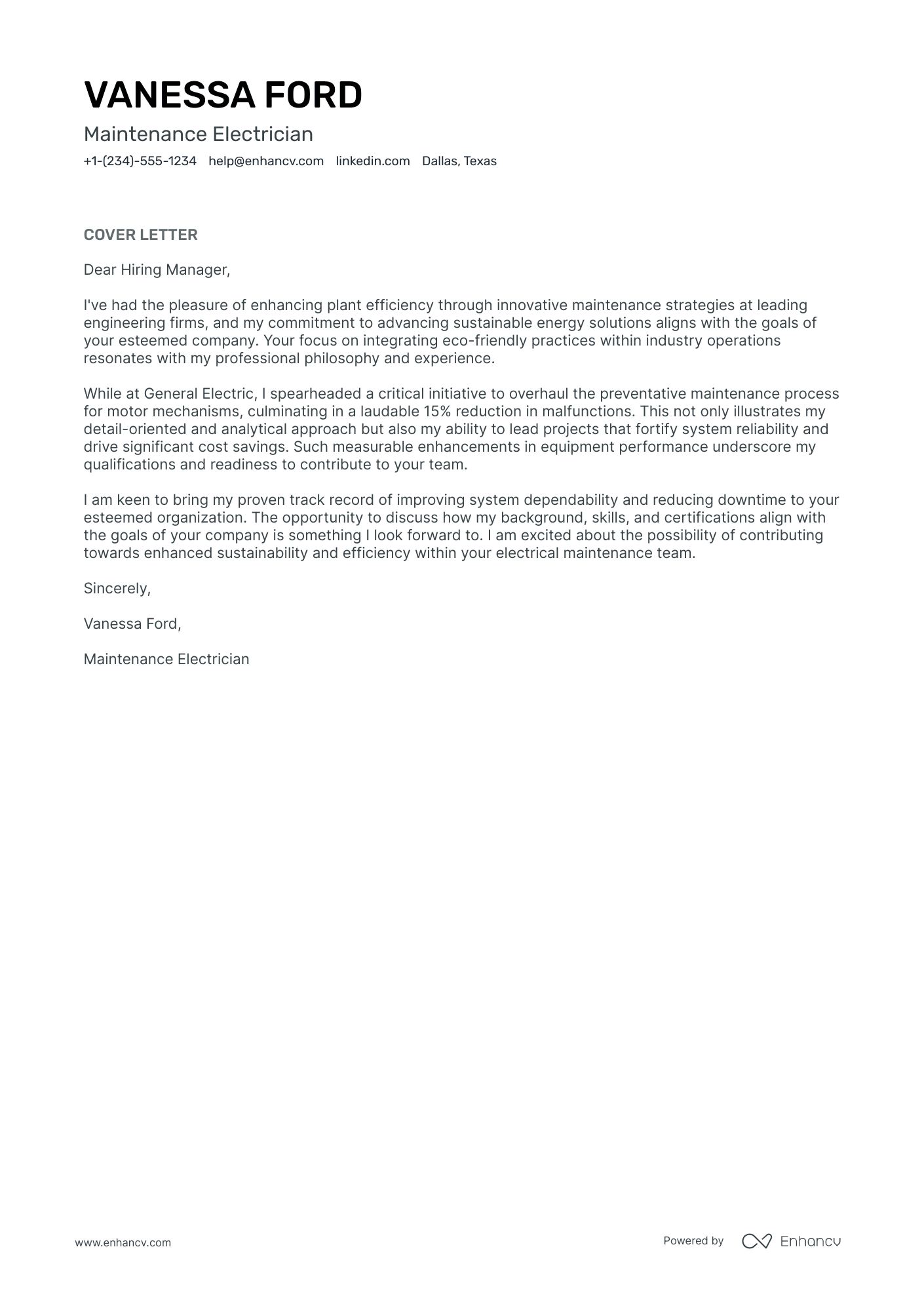 electrician cover letter for resume