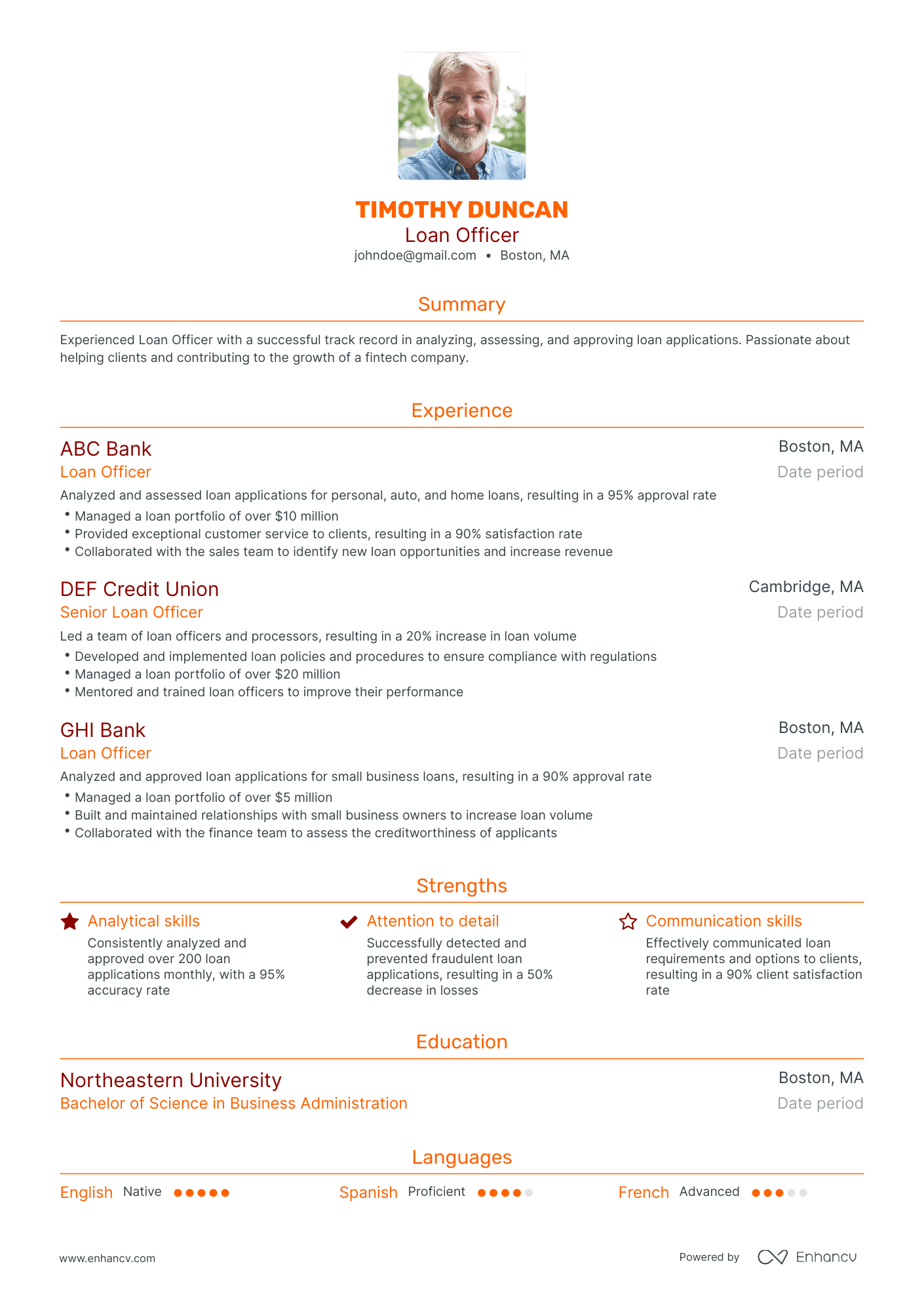 Traditional Loan Officer Resume Template