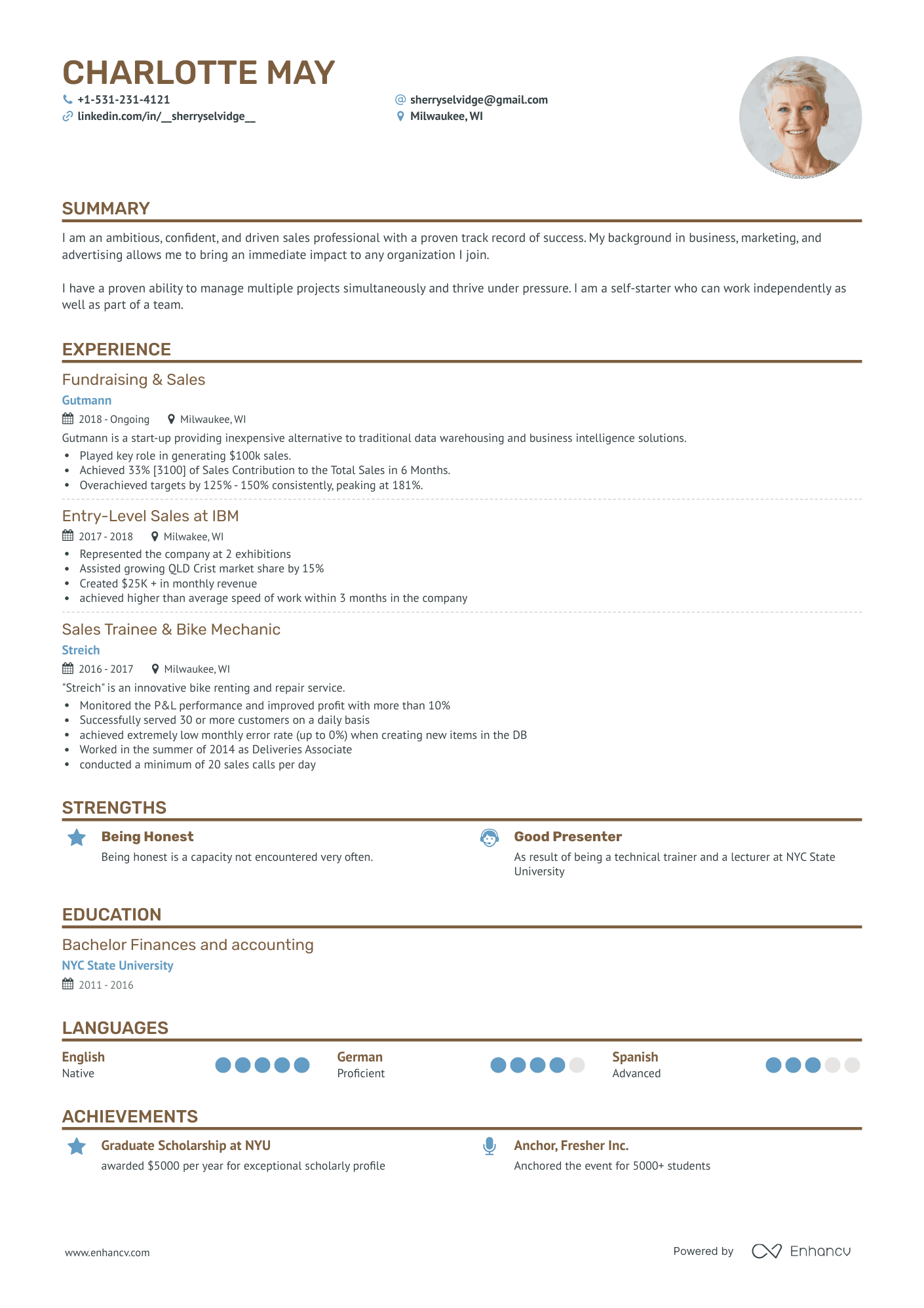 Classic Entry Level Sales Resume Template