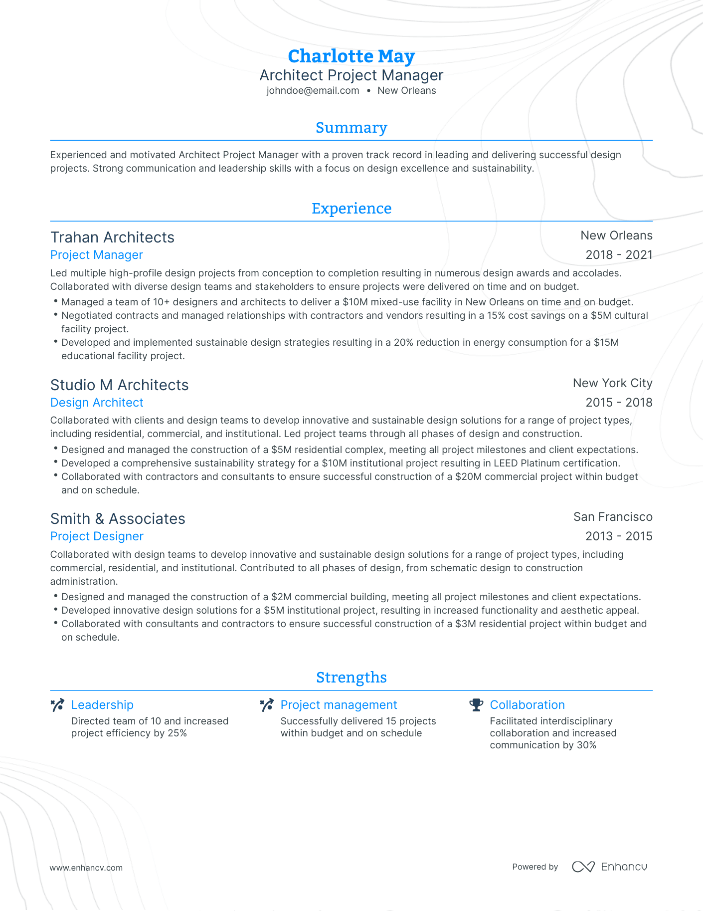 Traditional Architect Project Manager Resume Template