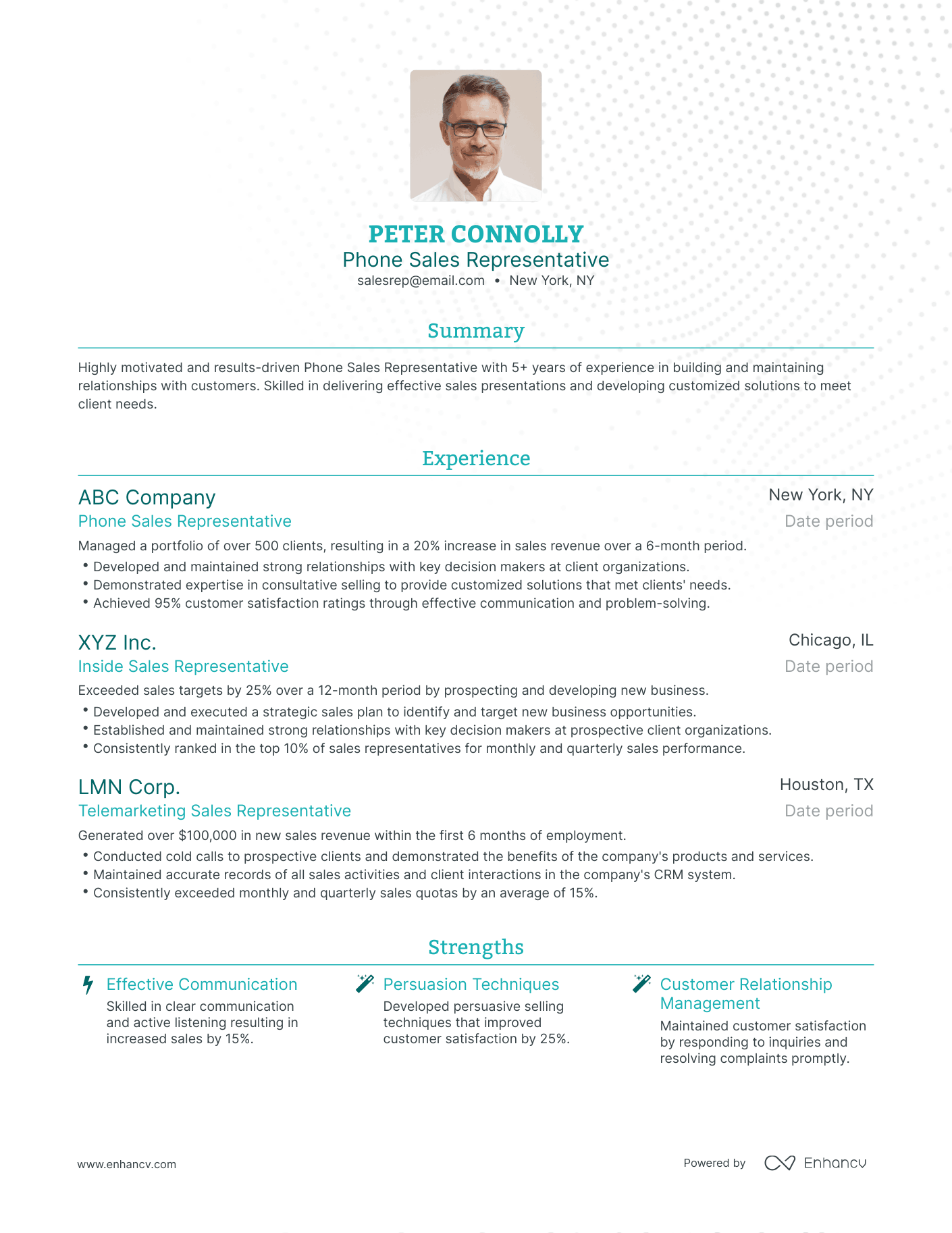 Traditional Phone Sales Resume Template