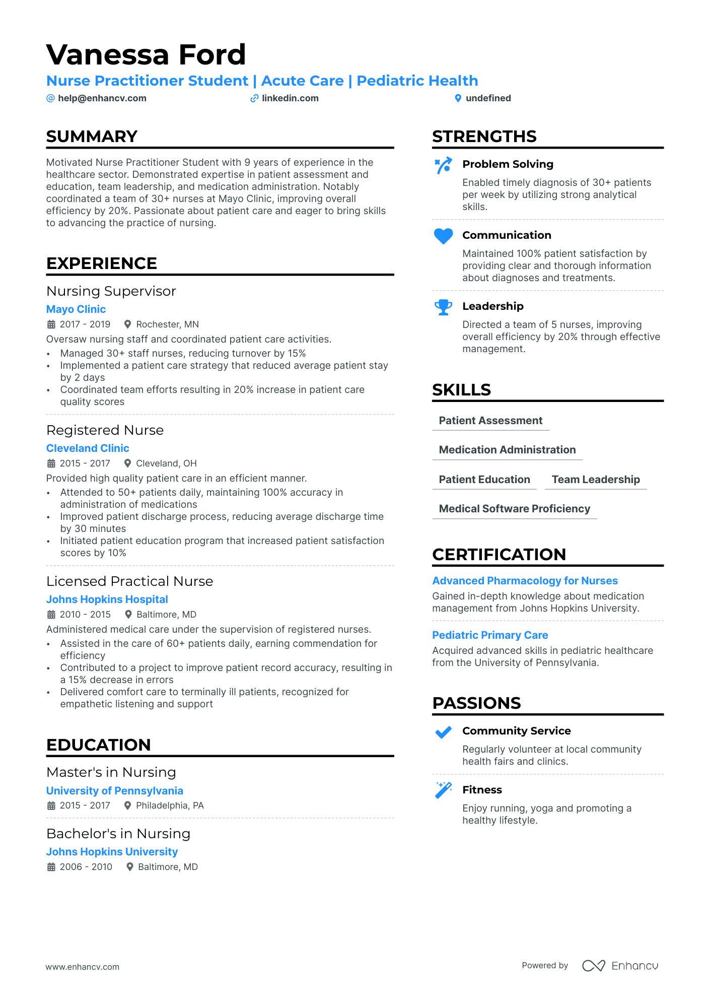 resume sample nursing student