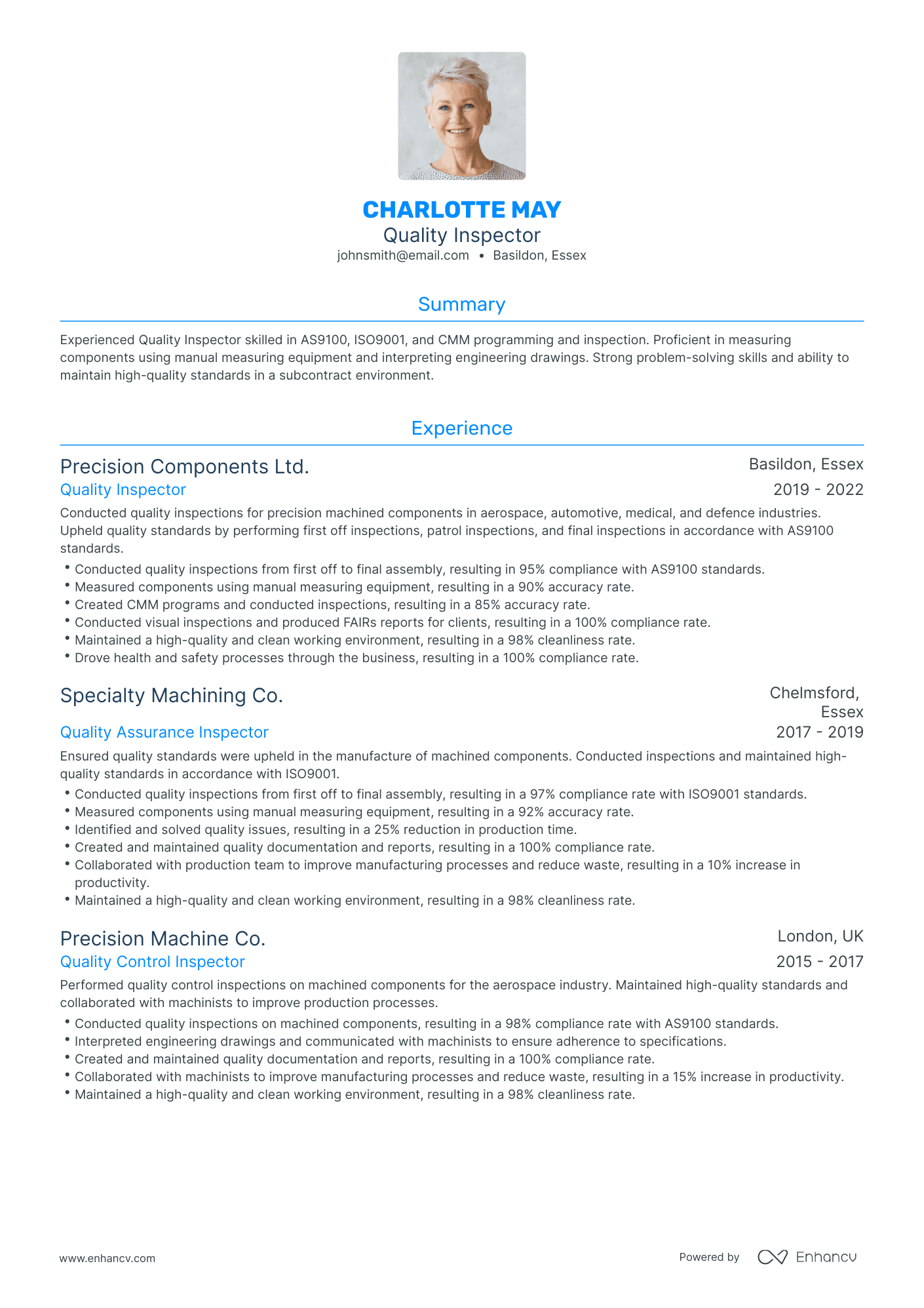 Traditional Quality Inspector Resume Template