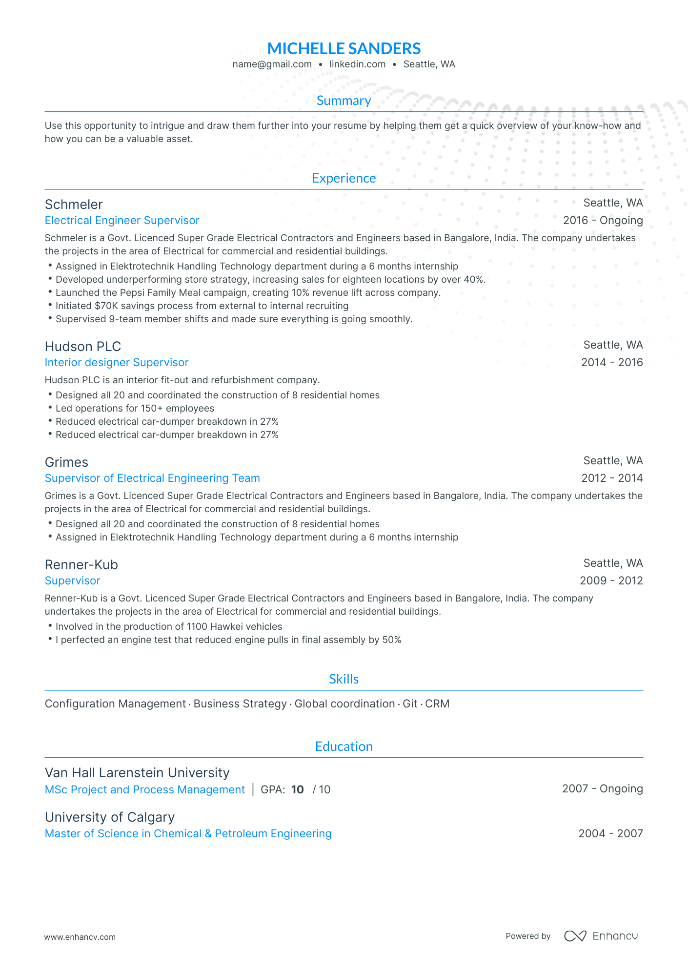 Traditional Supervisor Resume Template