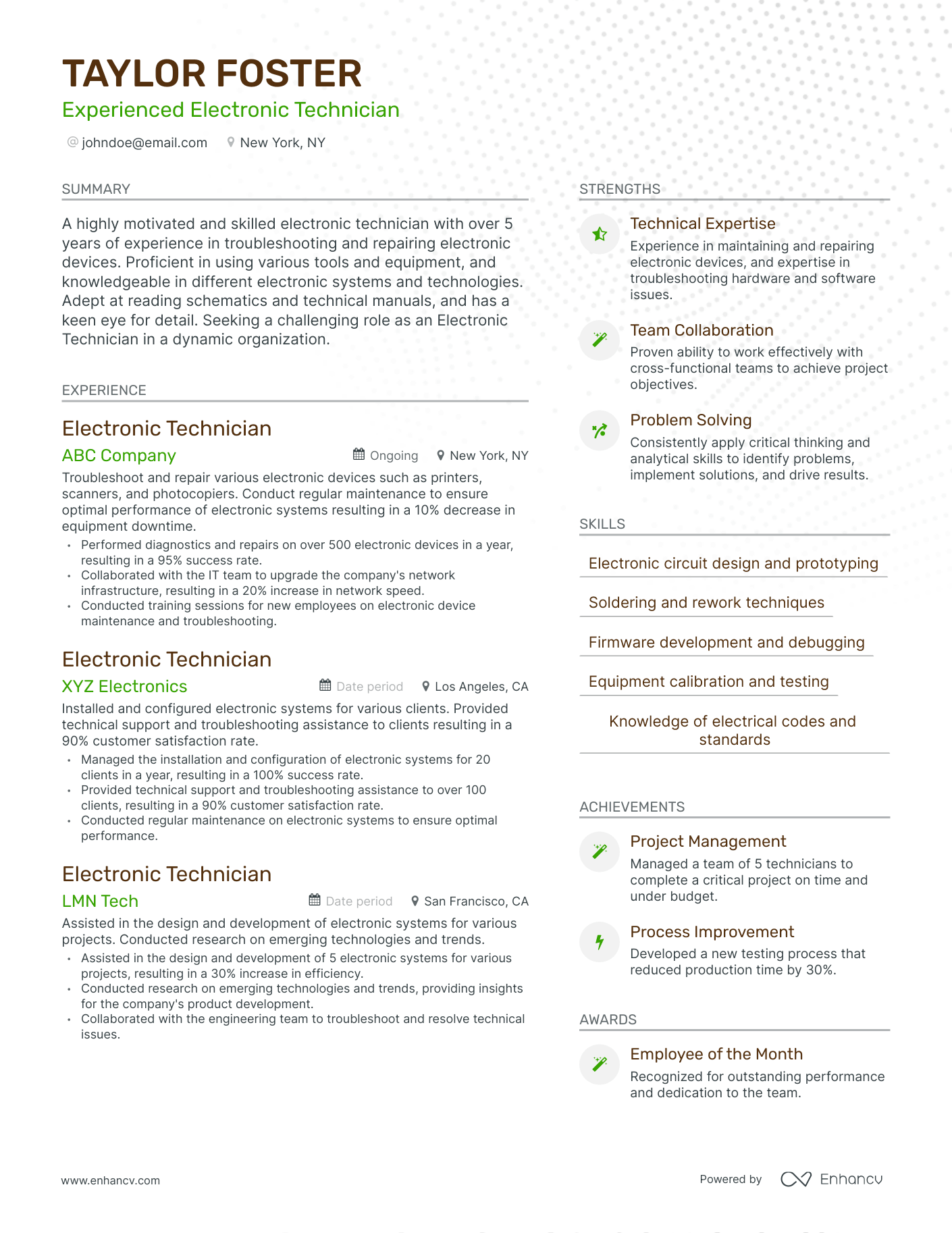 5 Electronic Technician Resume Examples Guide For 2023