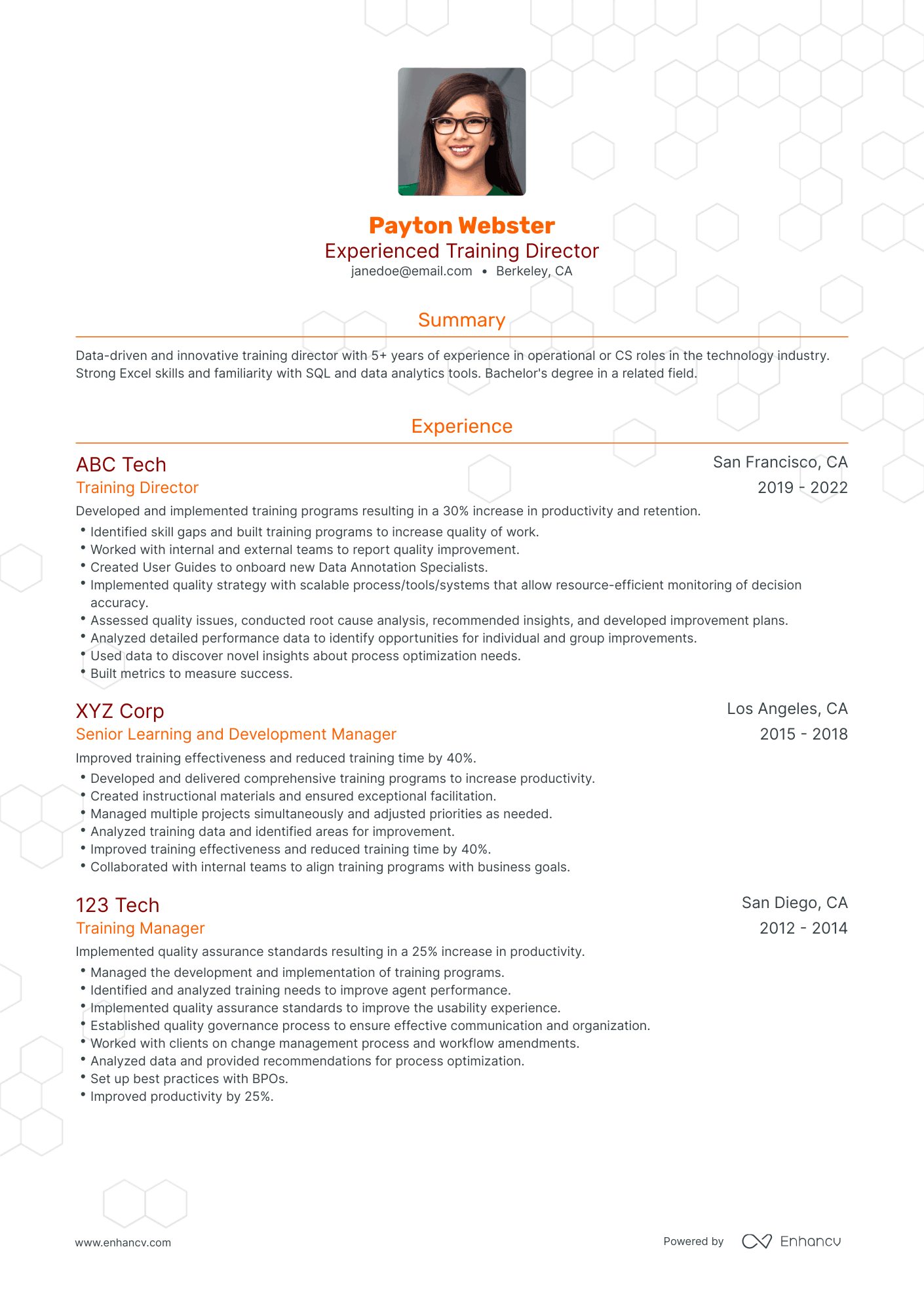 Traditional Training Director Resume Template