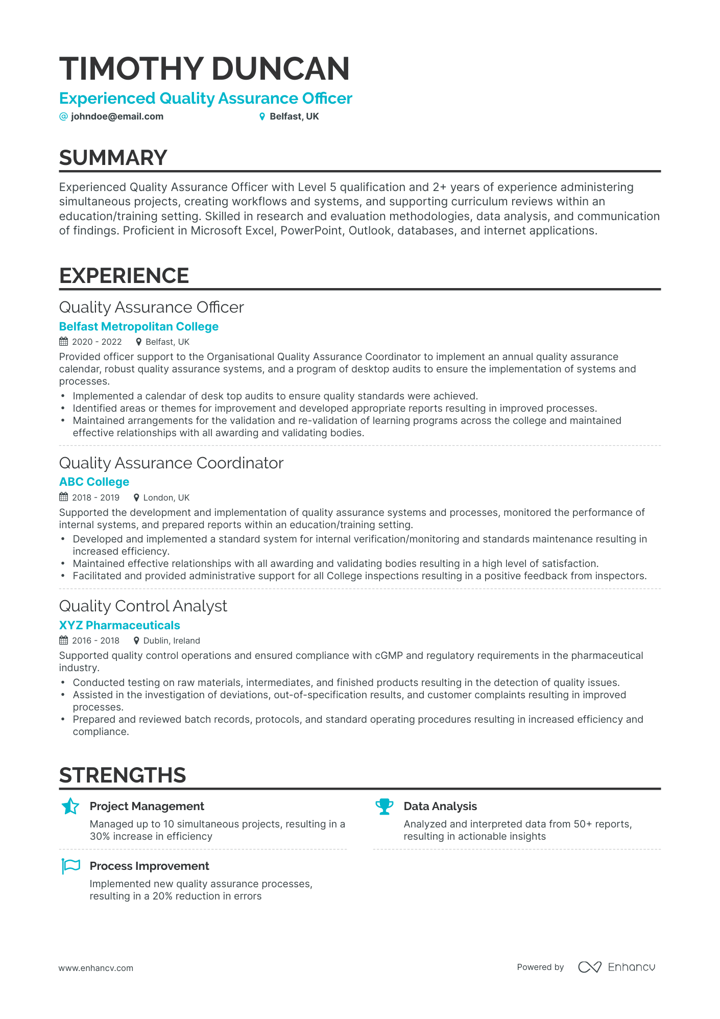 Classic Quality Assurance Officer Resume Template