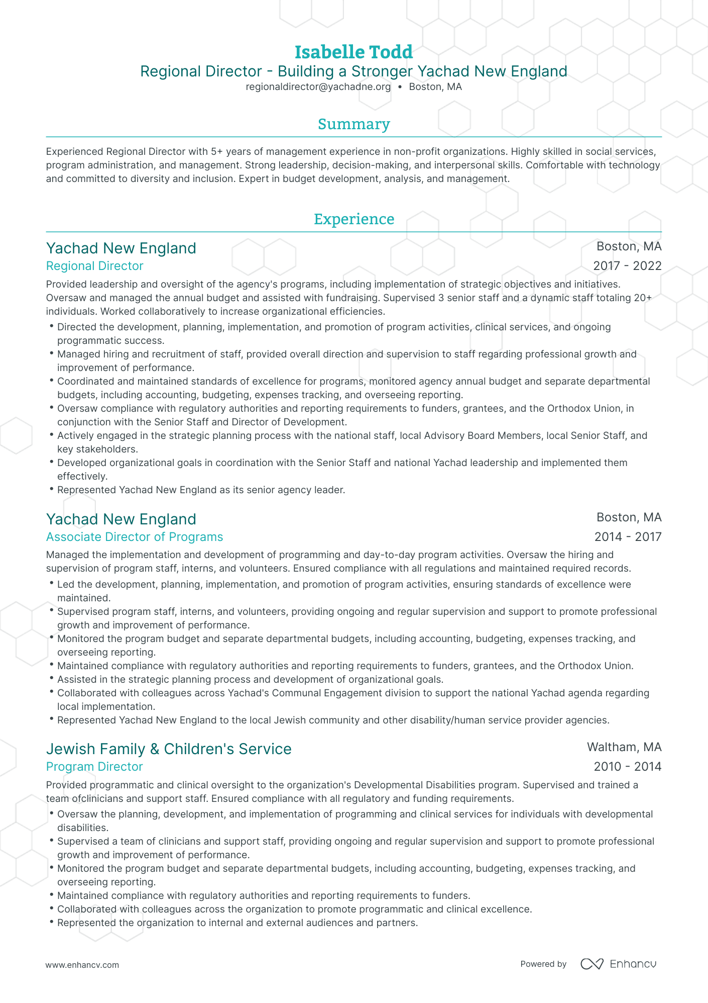 Traditional Regional Director Resume Template