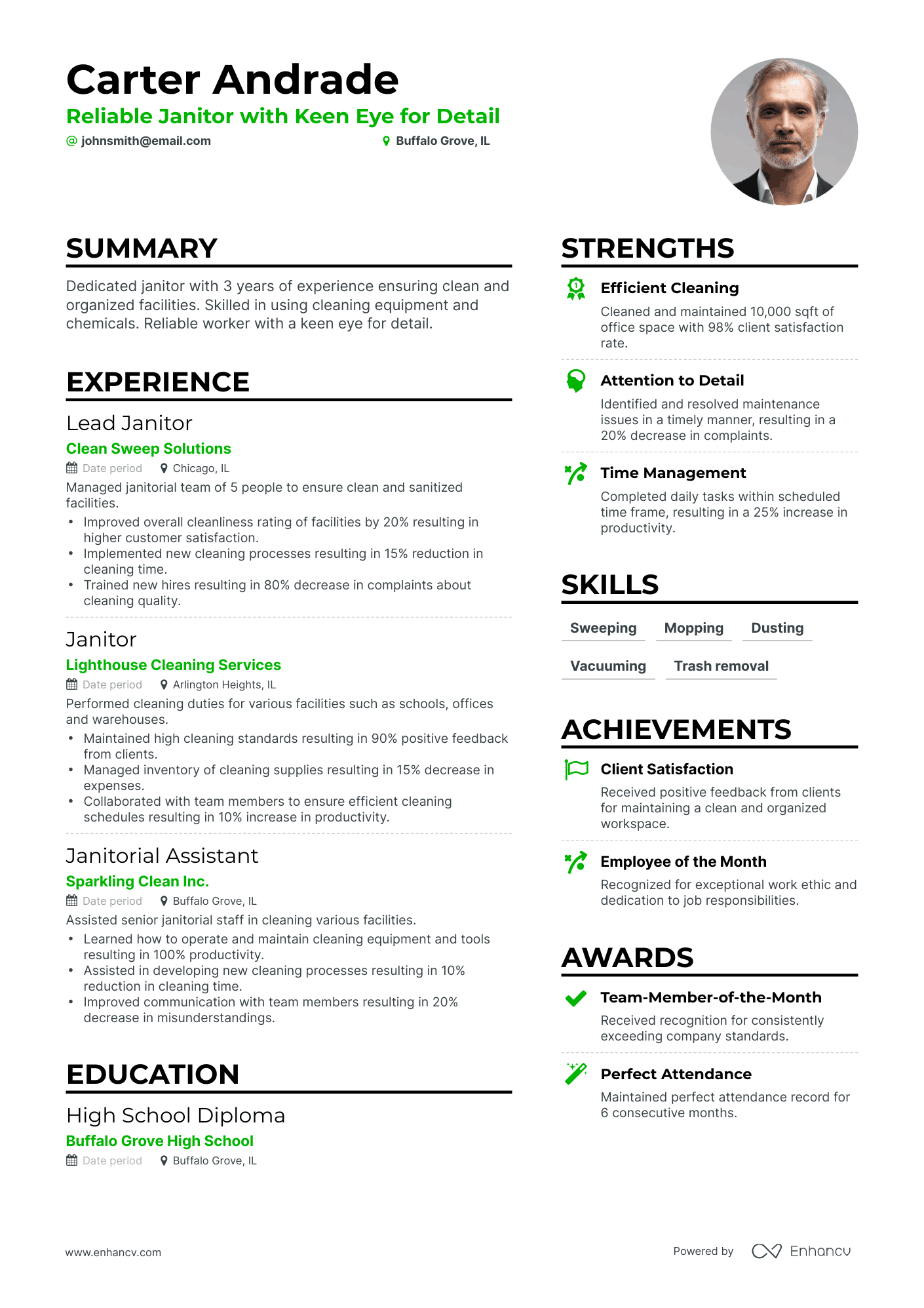 Simple Janitor Resume Template