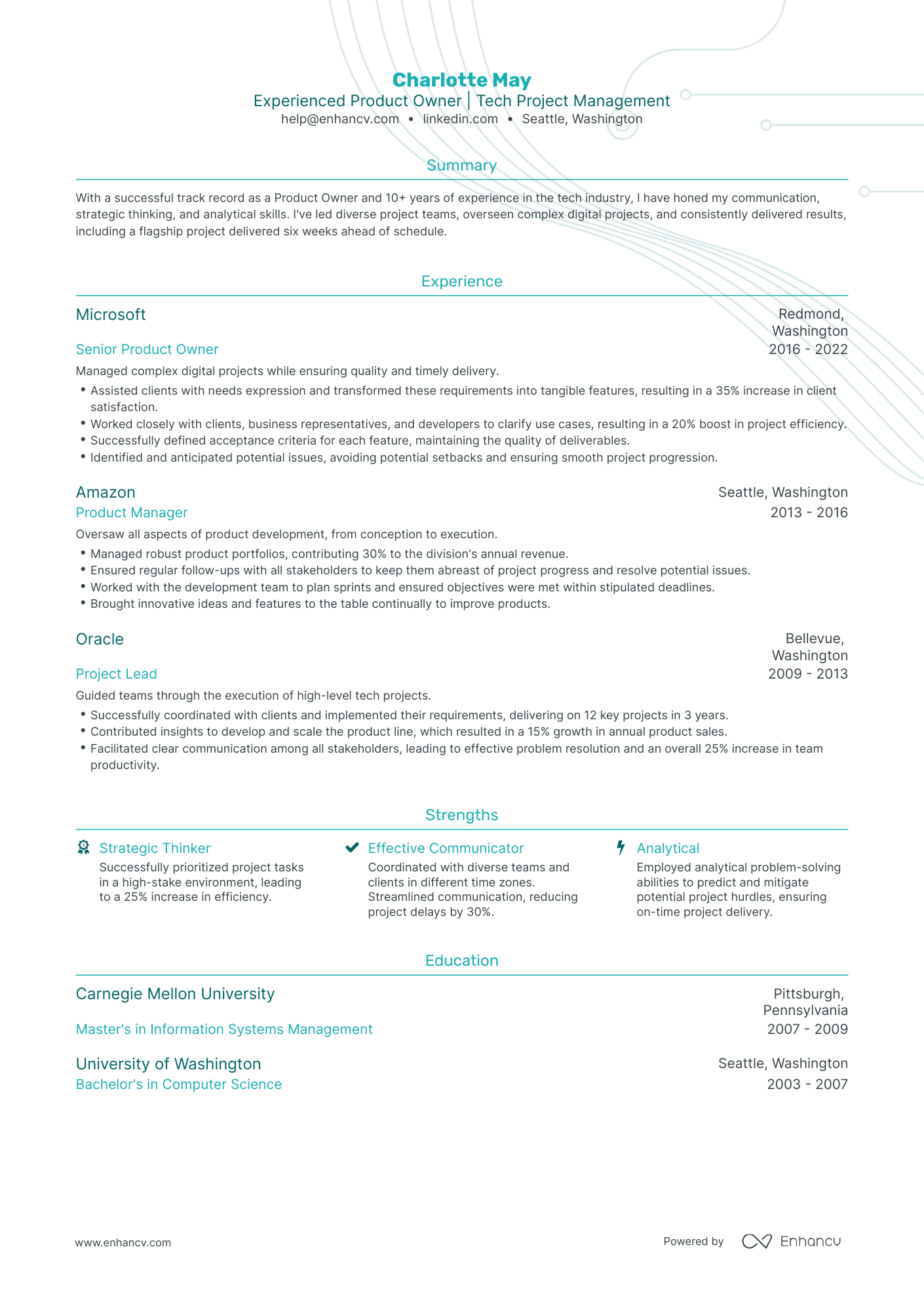 undefined Product Owner Resume Template