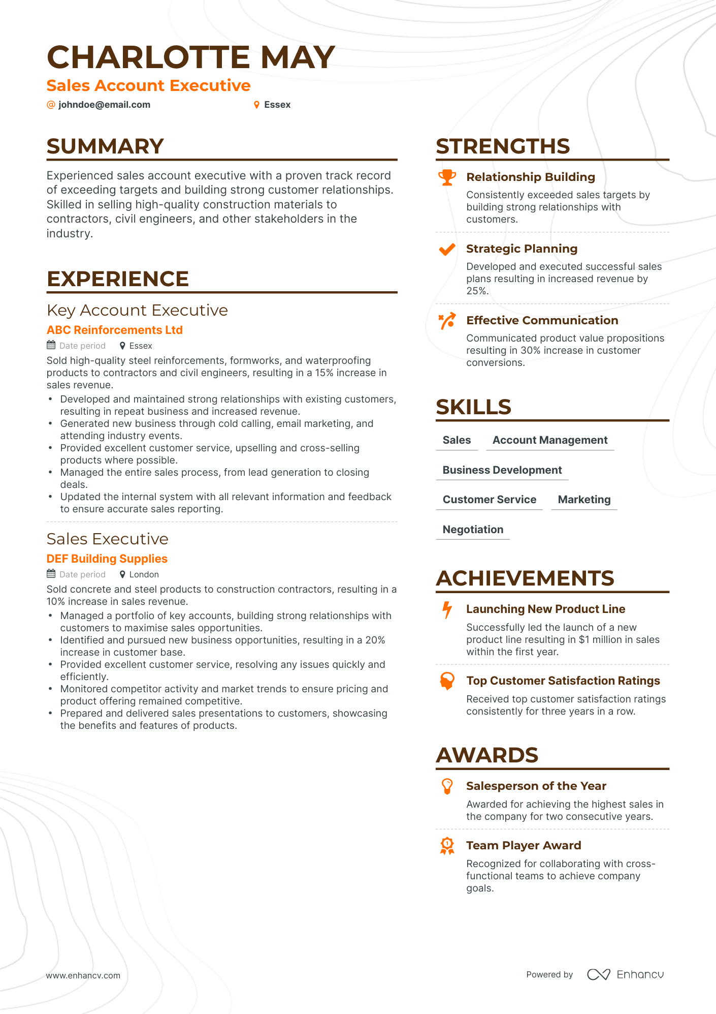 Simple Sales Account Executive Resume Template