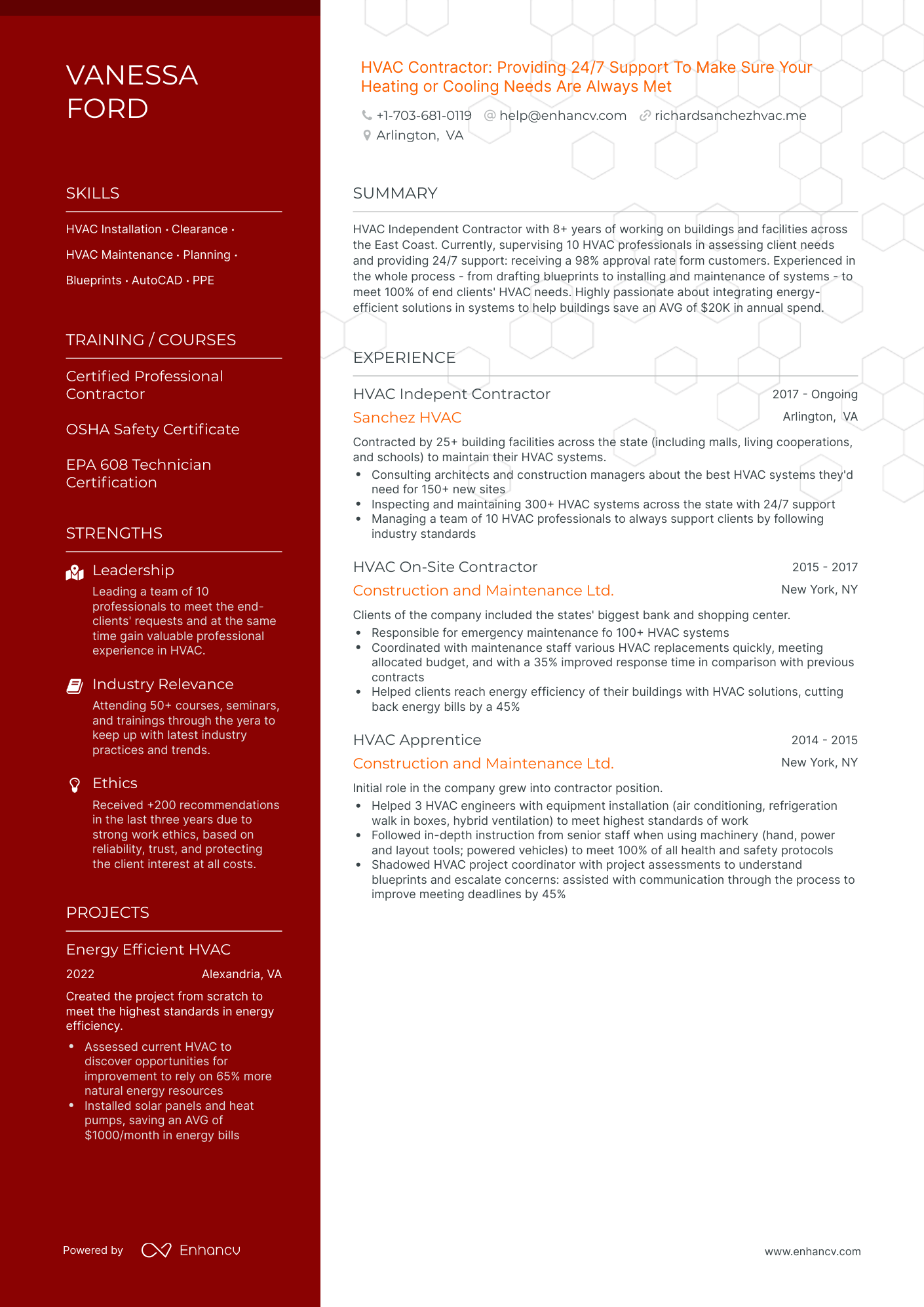 Polished Contractor Resume Template