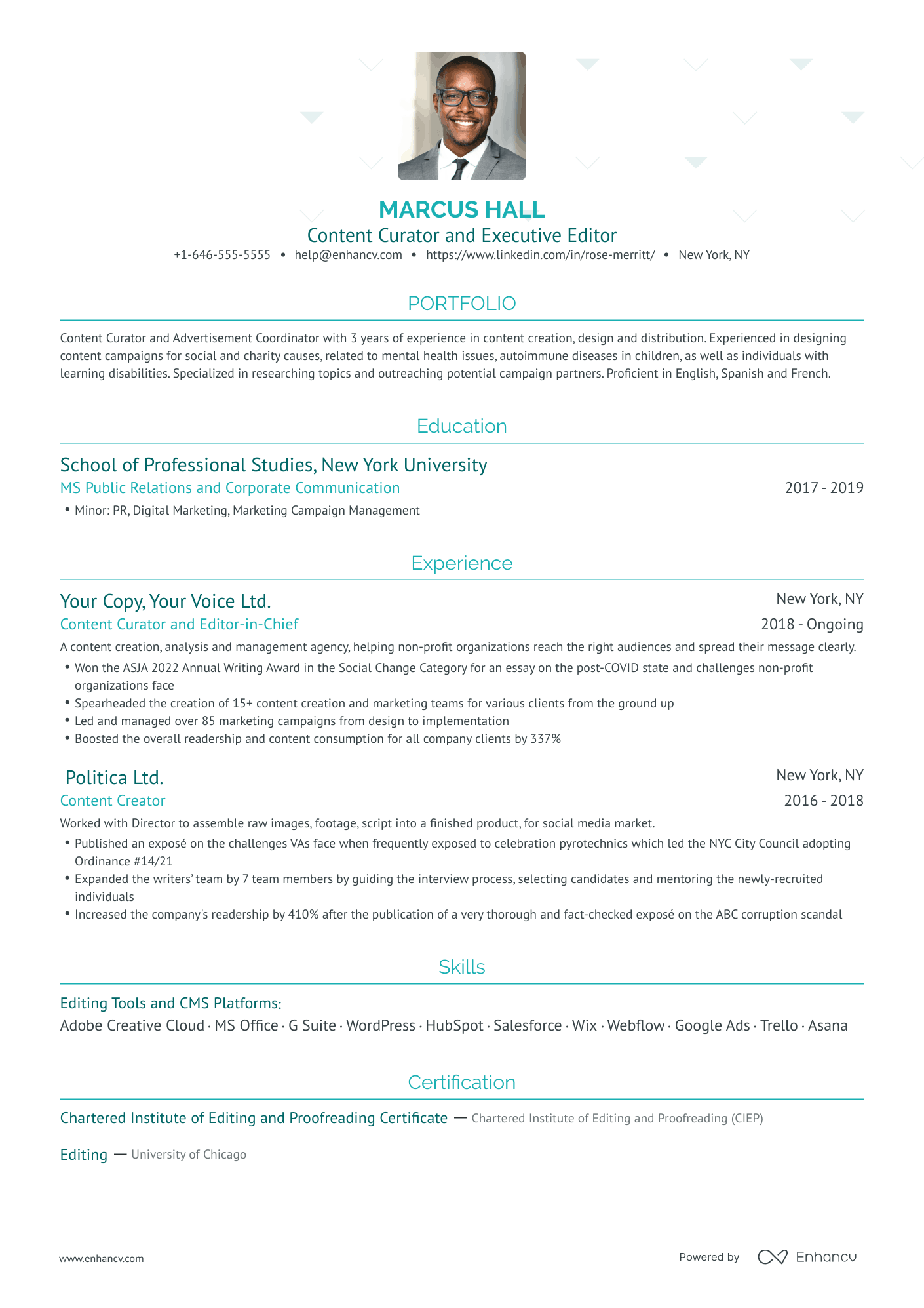 Traditional Editor Resume Template
