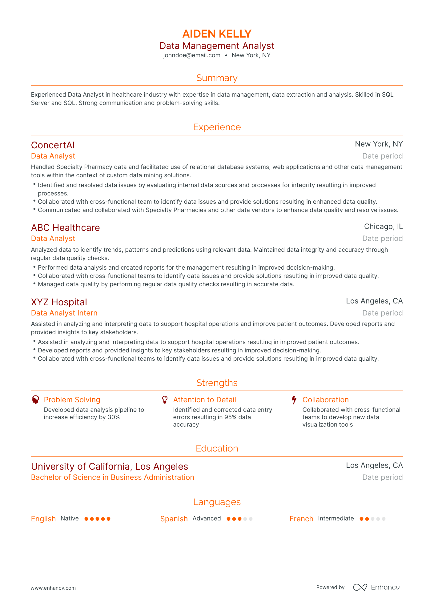 5 Data Management Analyst Resume Examples & Guide for 2023